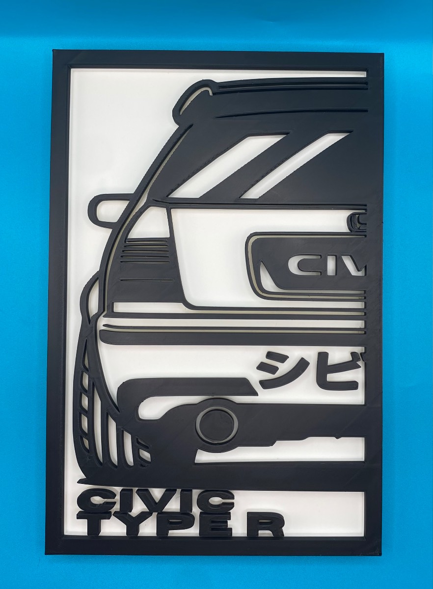 3D Printed Custom Car Plaque - Honda Civic Type R EK9