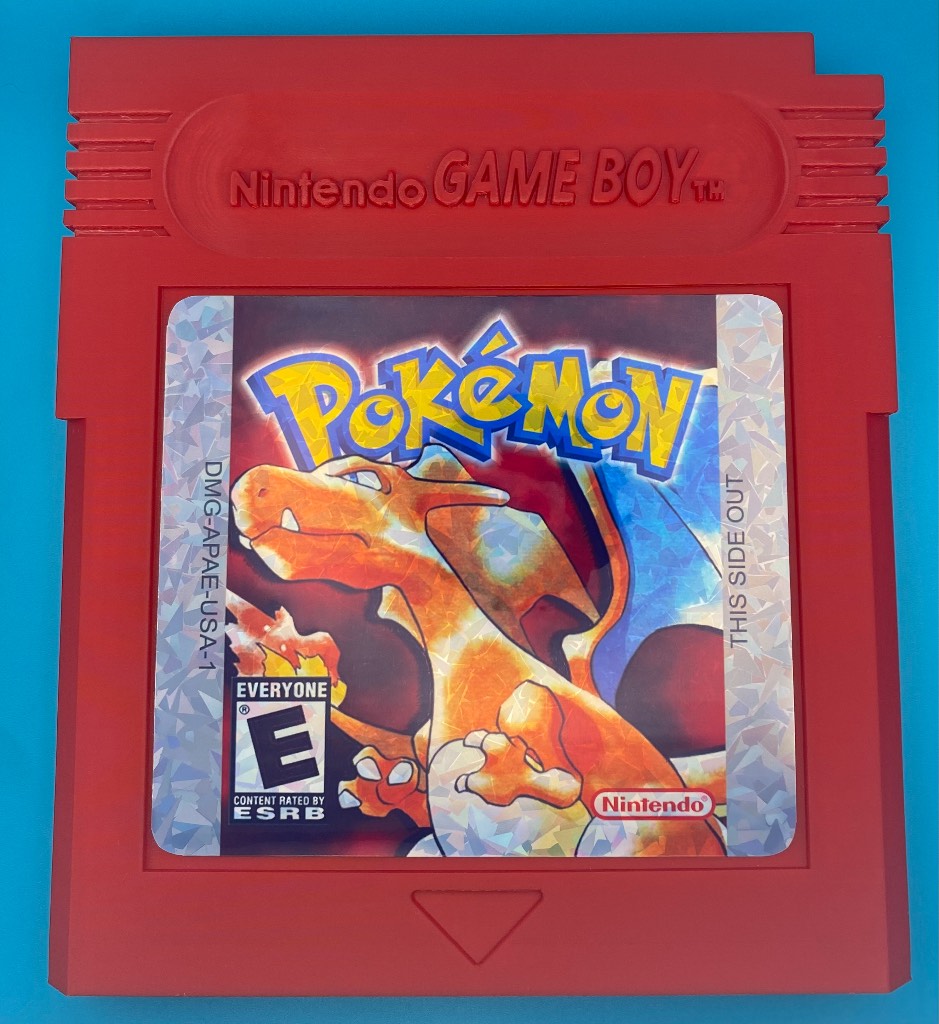 3D Printed Gameboy Game Cartridge - Pokémon Red Version, Charizard