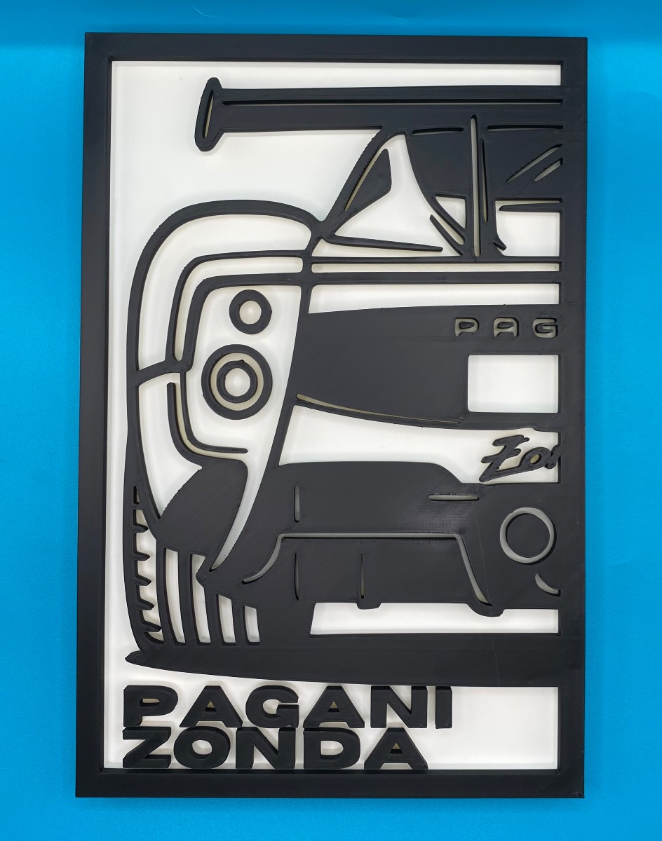 3D Printed Custom Car Plaque - Pagani Zonda