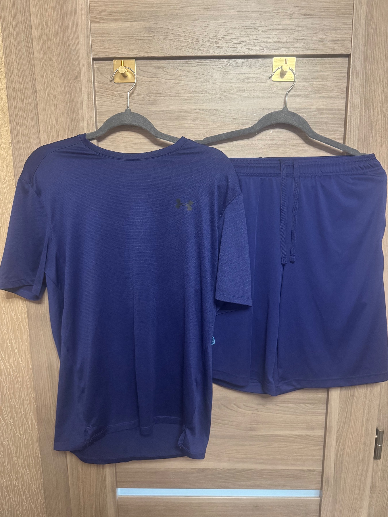 Under armor purple Tech vent shirt and shorts set