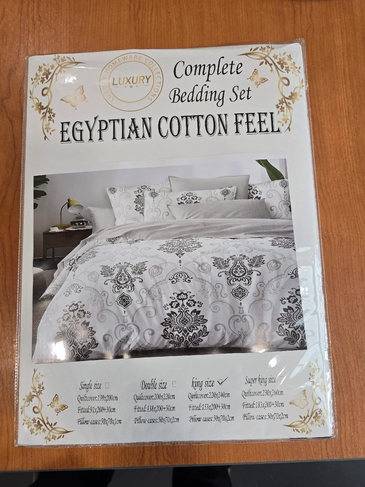 Egyptian cotton style luxury bedding set King size Duvet cover 220 x 240 cm Fitted sheet 153 x 200 x