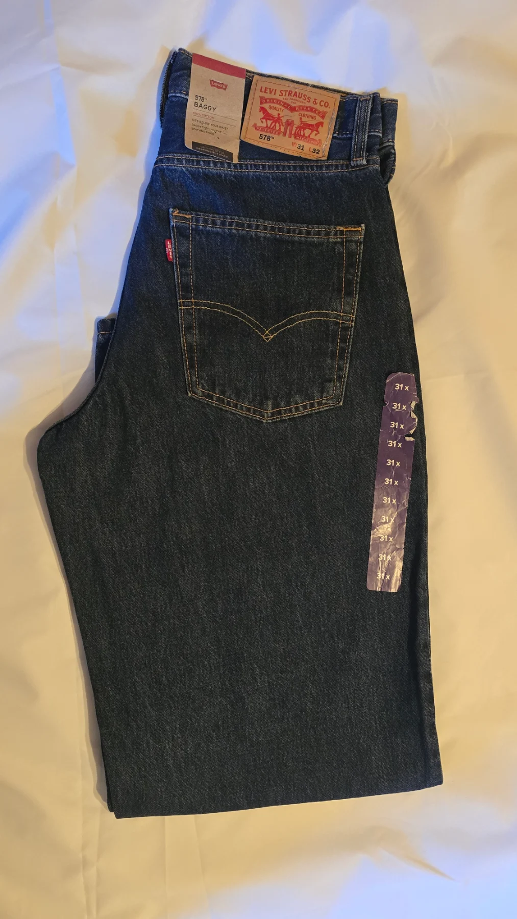 Levi's 578 Baggy Mens Denim Jeans Blue UK - Y2K 90s Inspired W31 L32 QC Failed