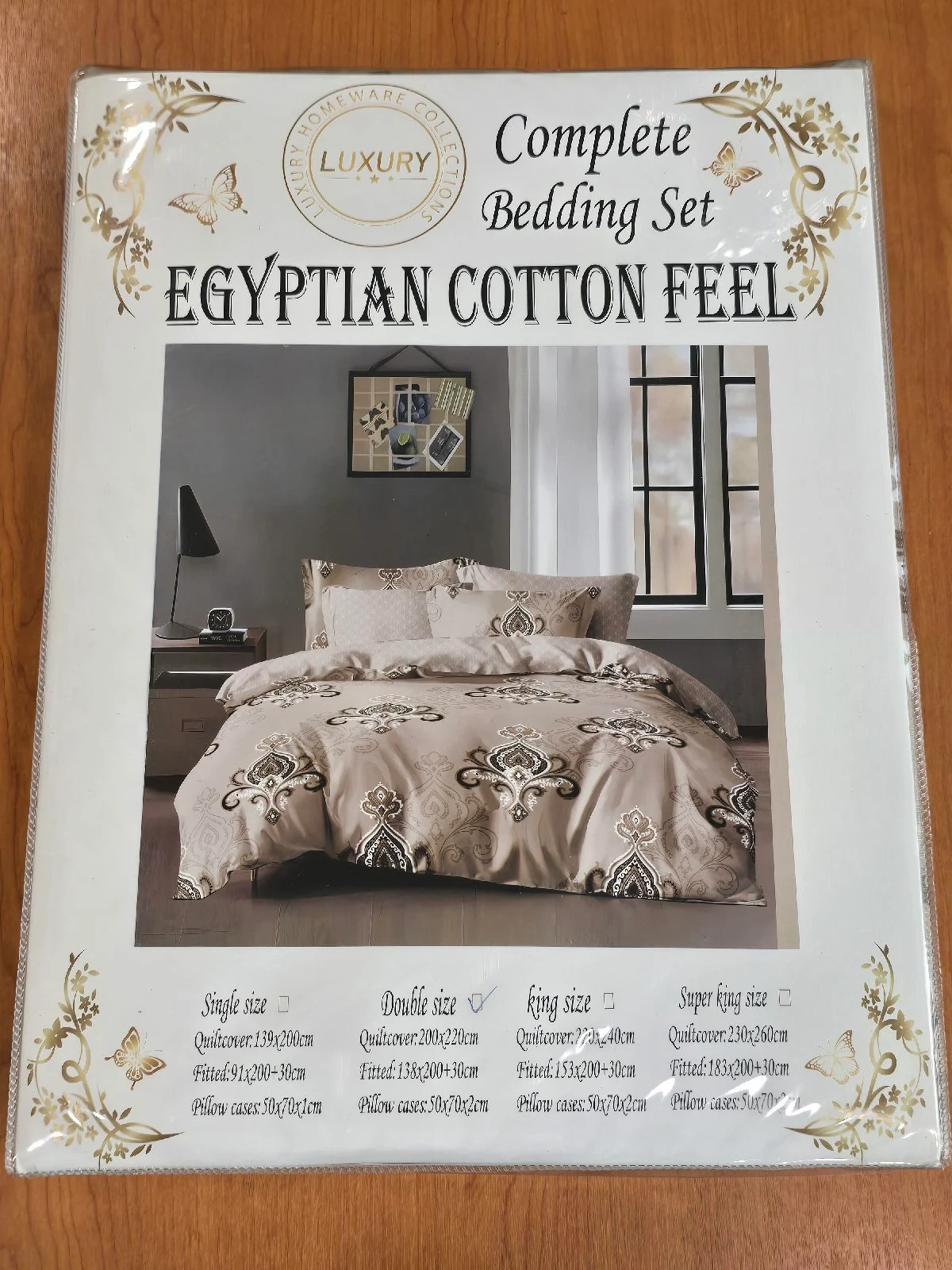 Egyptian cotton touch complete bedding set Double size Quilt cover 200 x 220 cm Fitted sheet 138 x 2