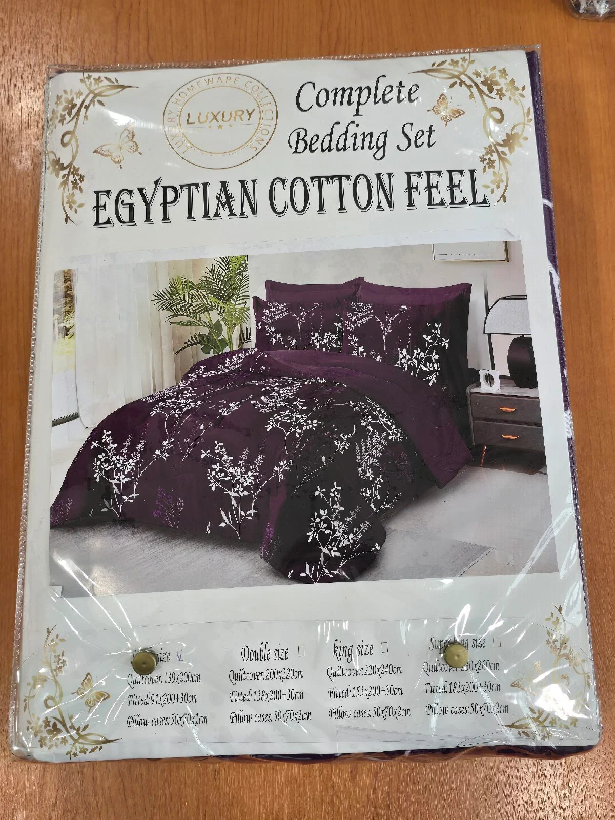 Luxury Egyptian cotton feel bedding set Single size Duvet cover 139 x 200 cm Fitted sheet 91 x 200 x