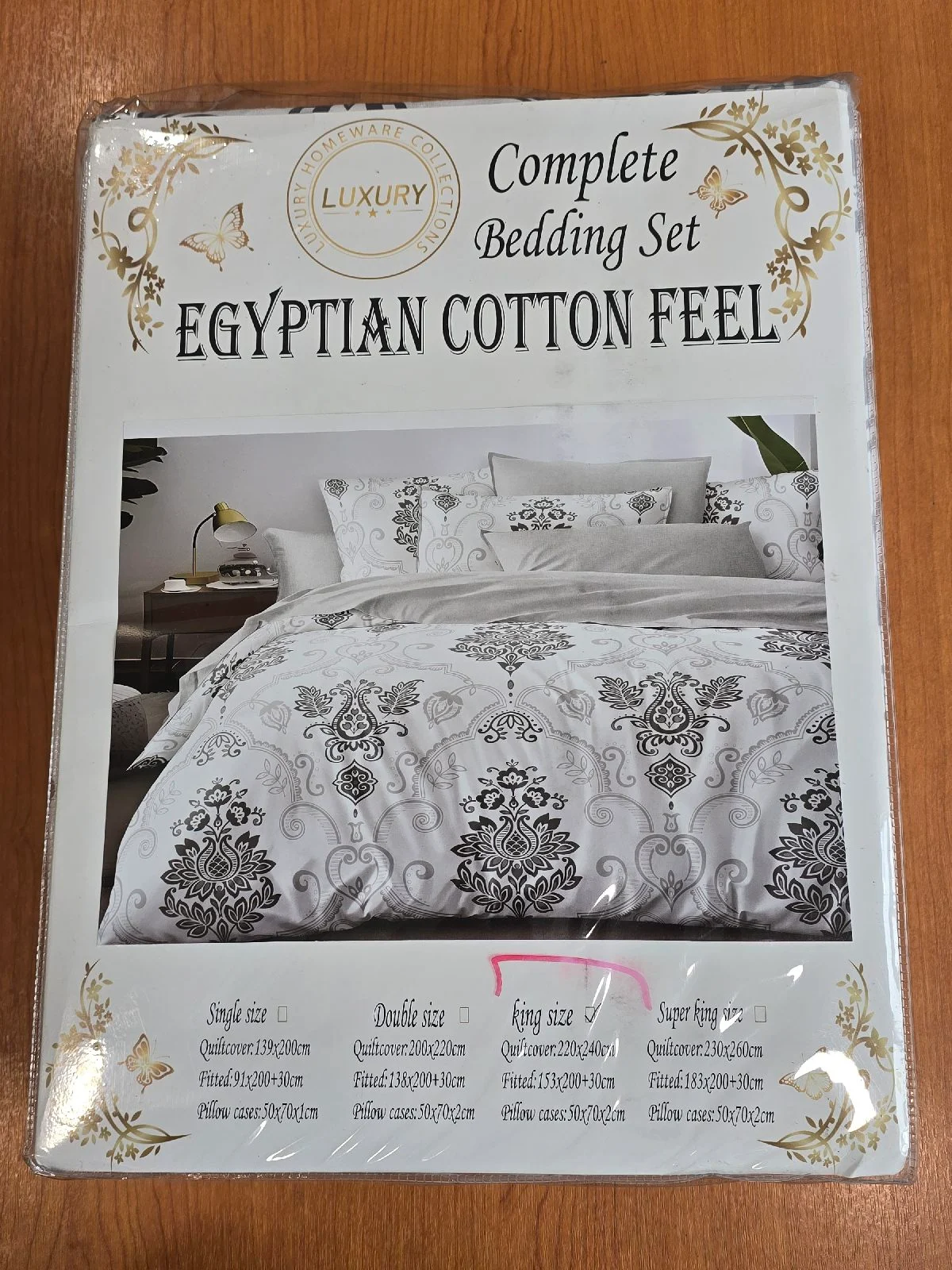 Premium Egyptian cotton touch bedding set King size Duvet cover 220 x 240 cm Fitted sheet 153 x 200