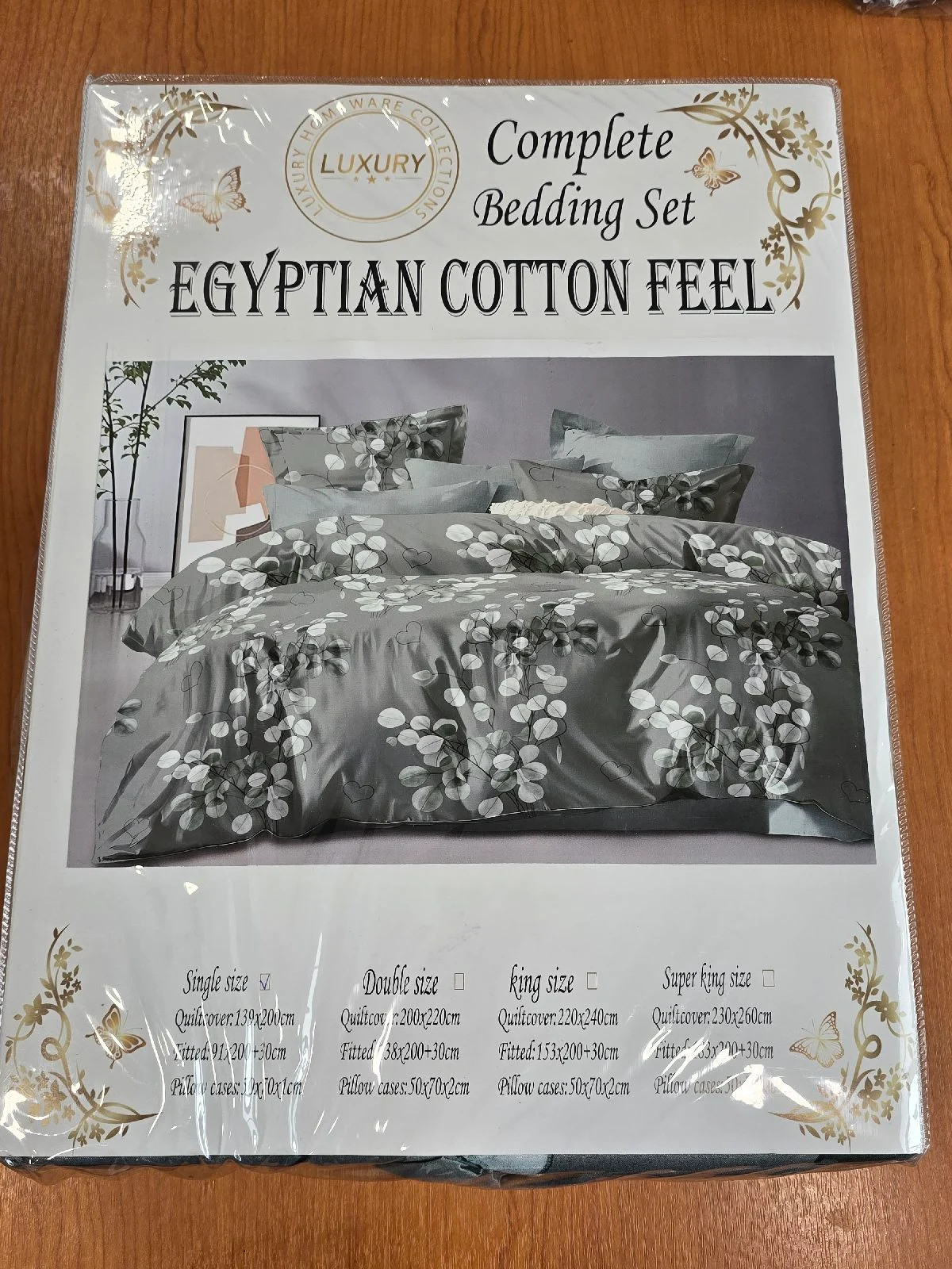 Egyptian cotton style luxury bedding set Single size Quilt cover 139 x 200 cm Fitted sheet 91 x 200