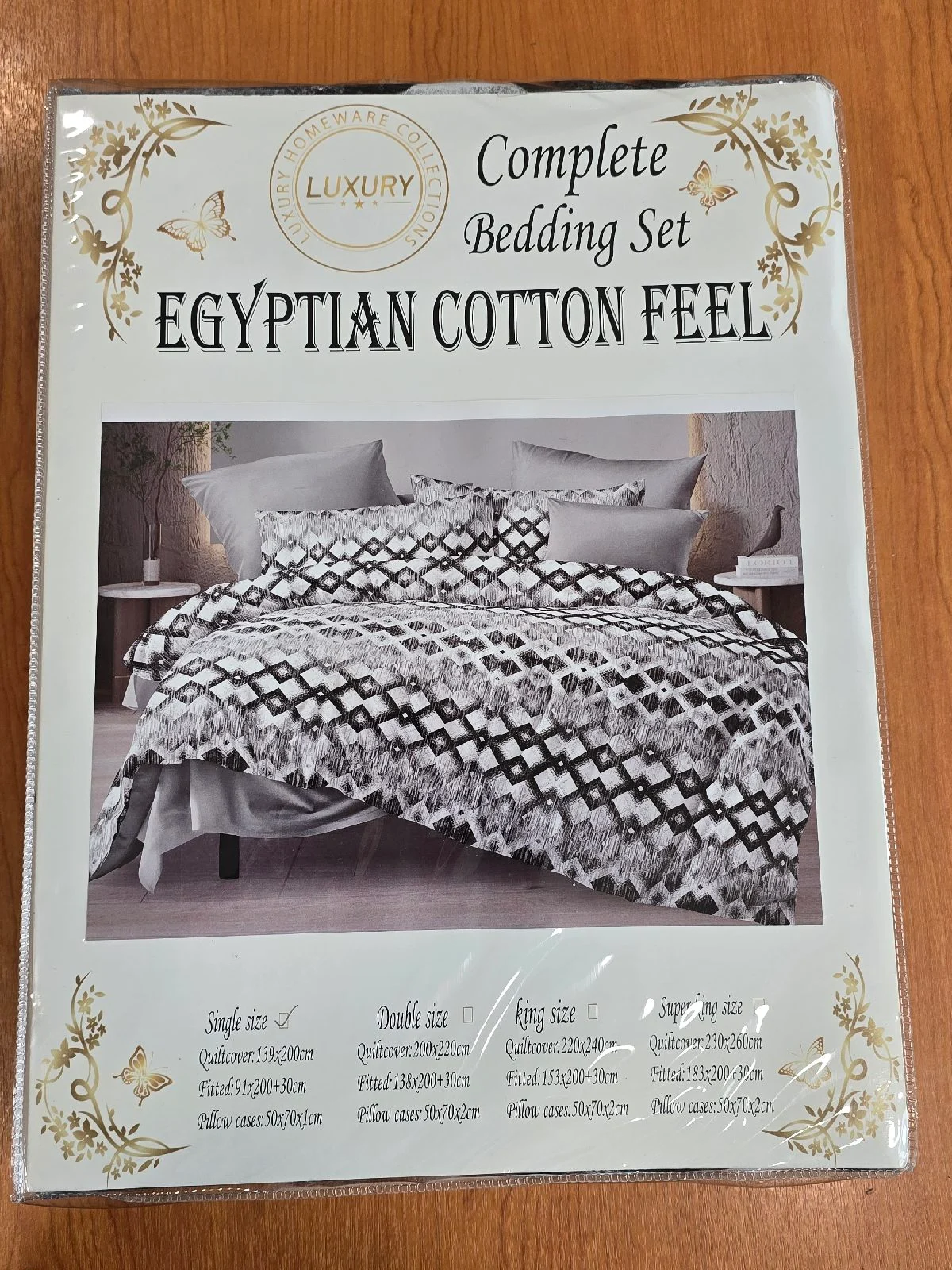Premium Egyptian cotton feel bedding set Single size Quilt cover 139 x 200 cm Fitted sheet 91 x 200