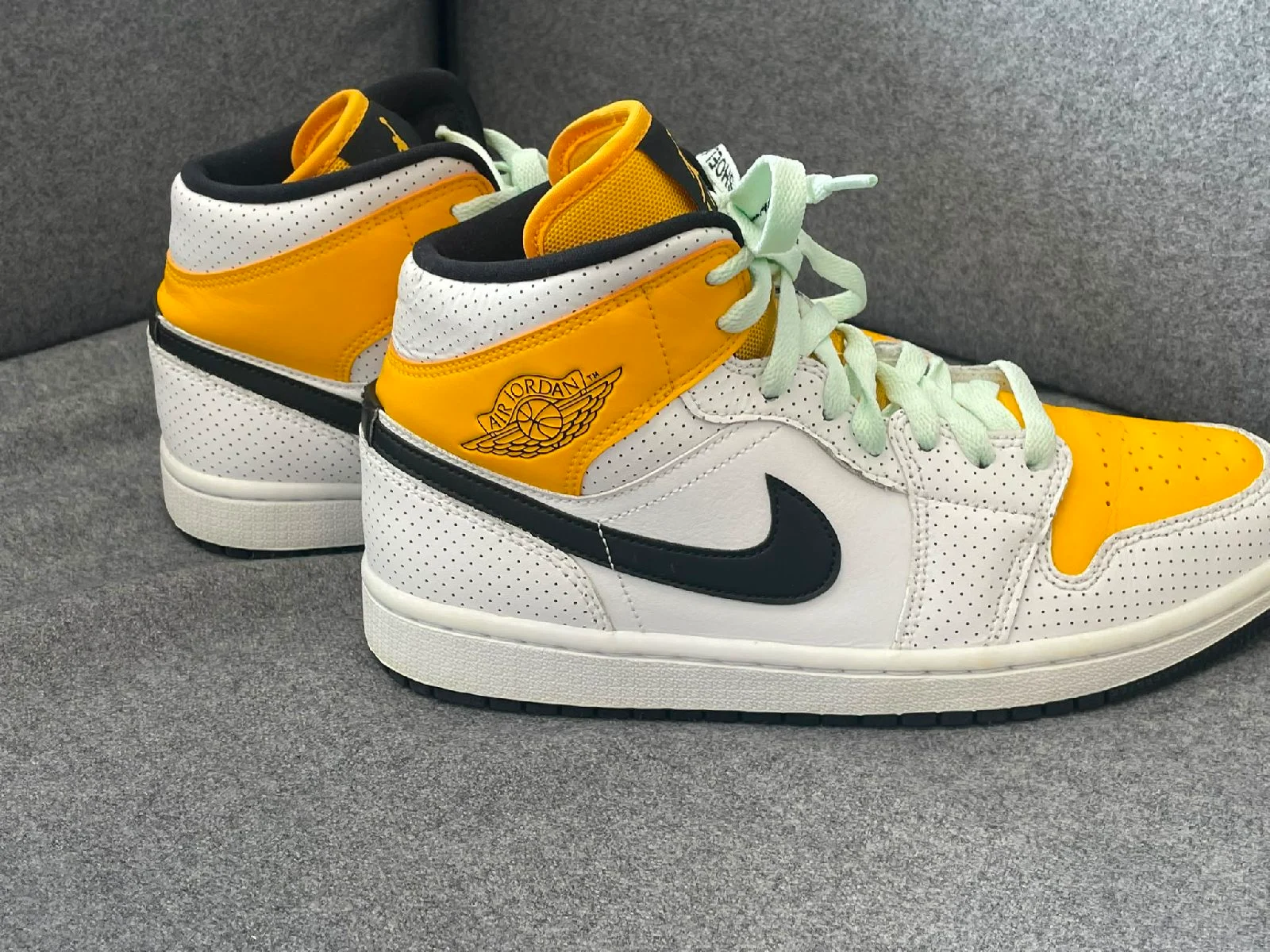 Nike Air Jordan 1 Mid Perforated Laser Orange White Black UK 7