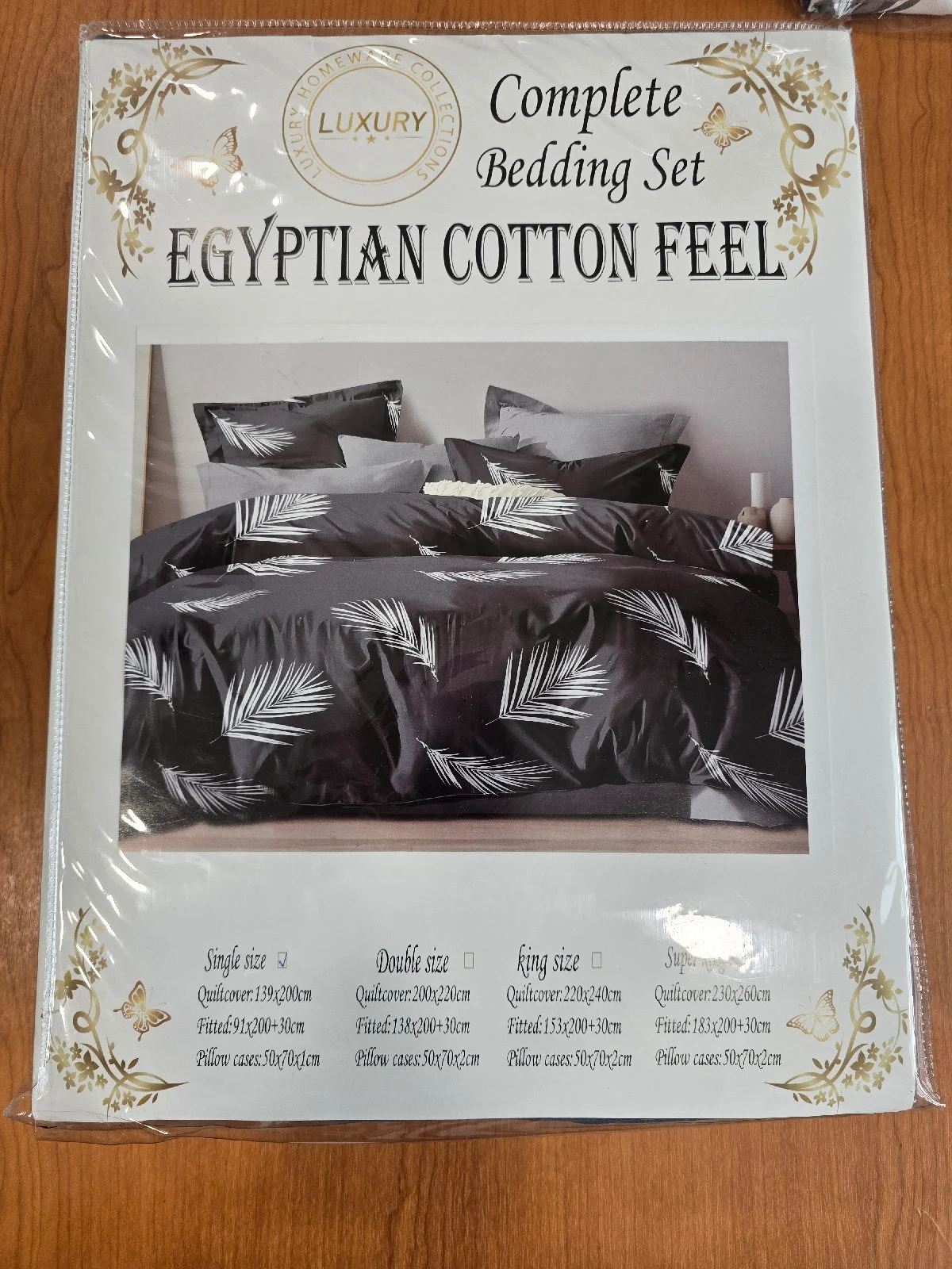 Egyptian cotton touch complete bedding set Single size Duvet cover 139 x 200 cm Fitted sheet 91 x 20