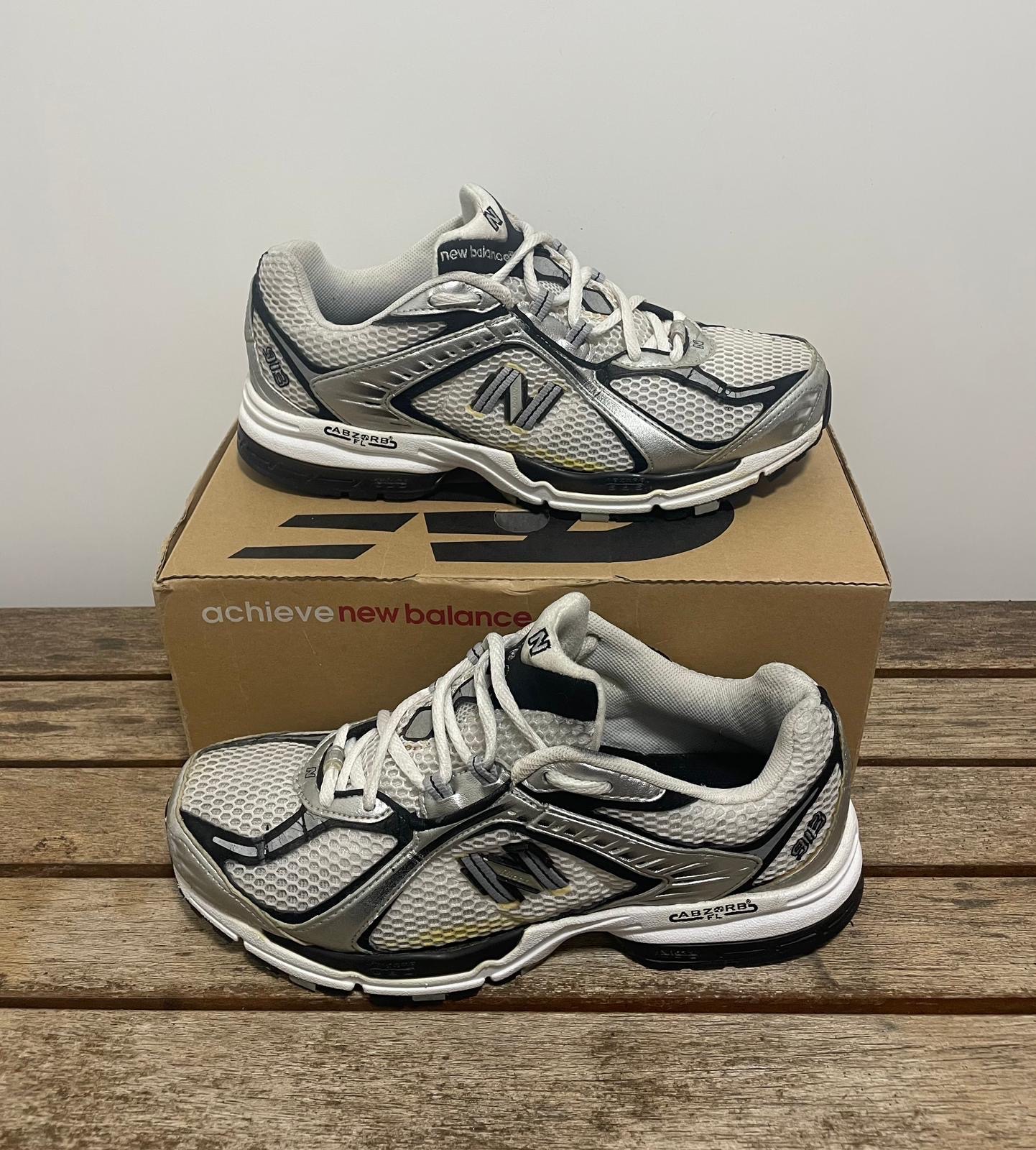 Vintage New Balance 913 Made In England Silver Mesh Trainers Y2K Runner UK 8 MR913BS