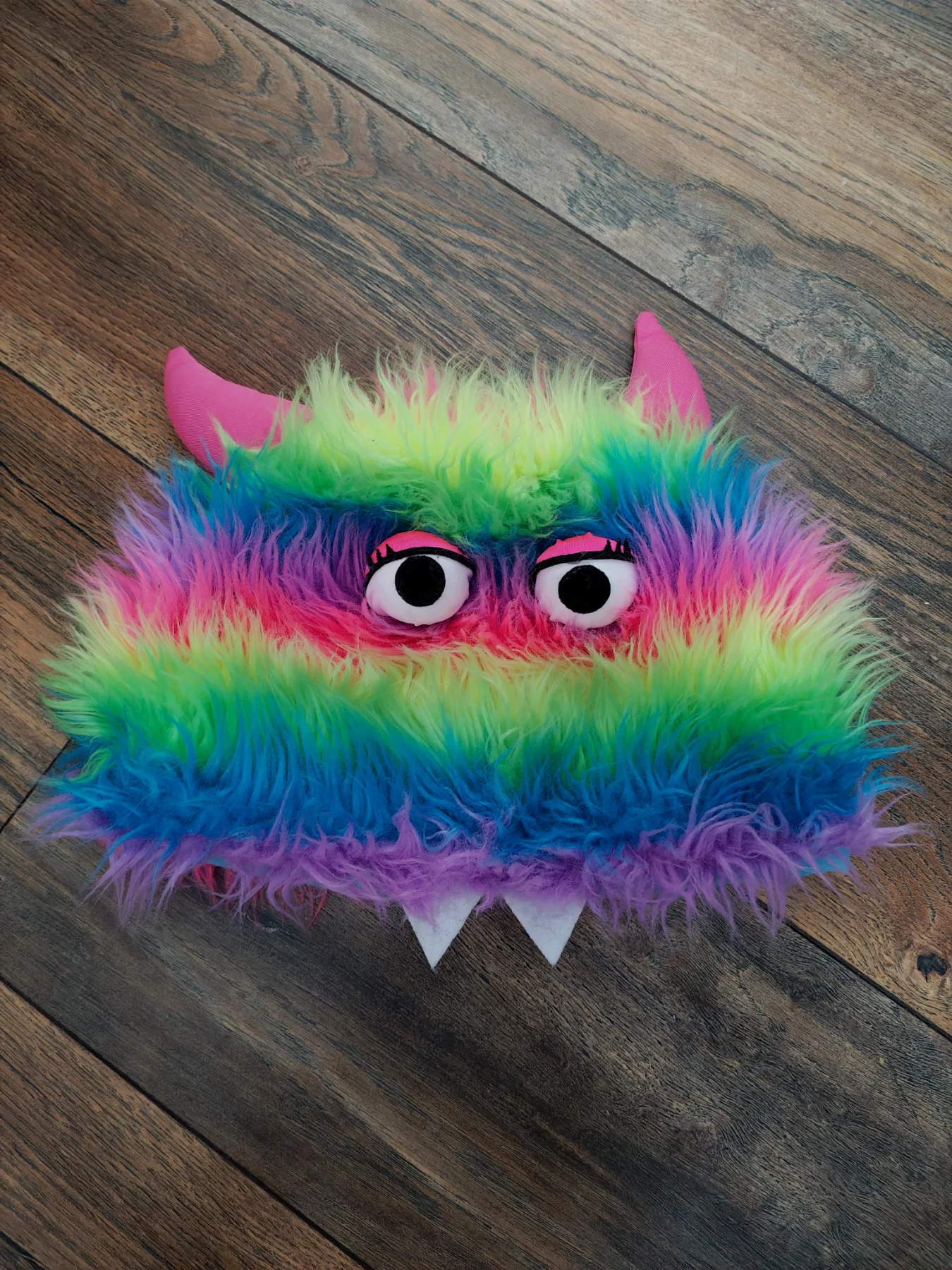 Kids Brightly Coloured Furry Monster Beanie Hat