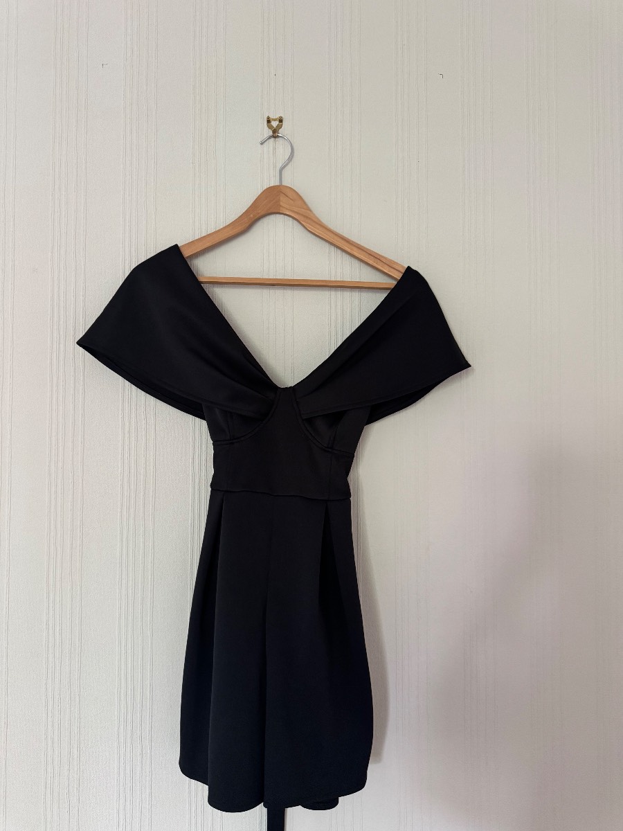 Women’s Black Bardot Off-Shoulder Structured Playsuit size 10 from River Island