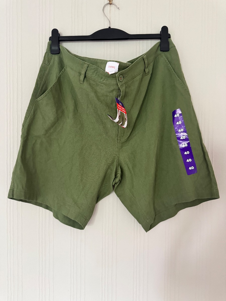 SWIMS Olive Green Linen Blend Bermuda Shorts – Size 40 (New With Tags)