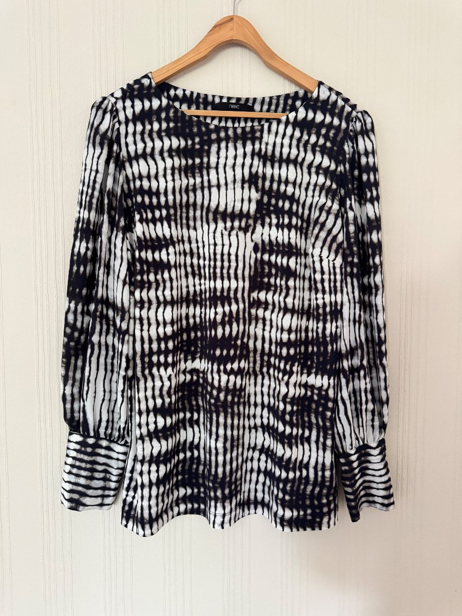 Black and white long sleeve blouse size 18 from Next