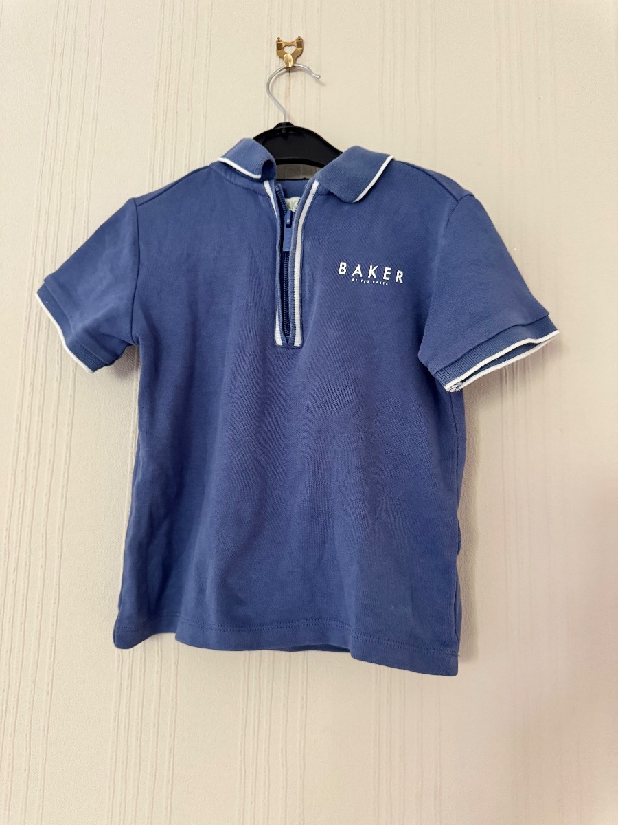 Baker by Ted Baker Boys Blue Zip Polo Shirt – Age 3–4 Years