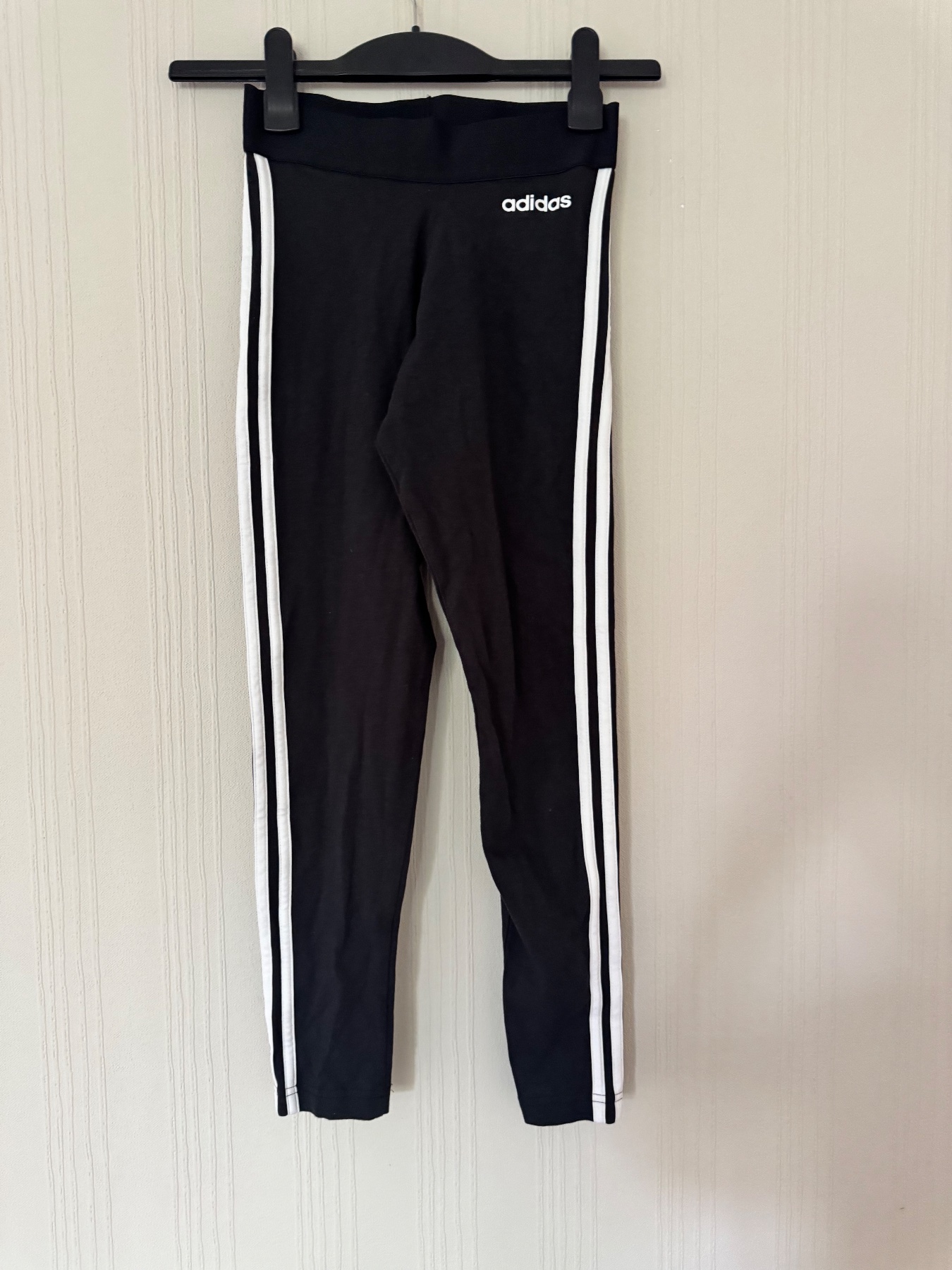 Black two stripe adidas leggings size 4-6