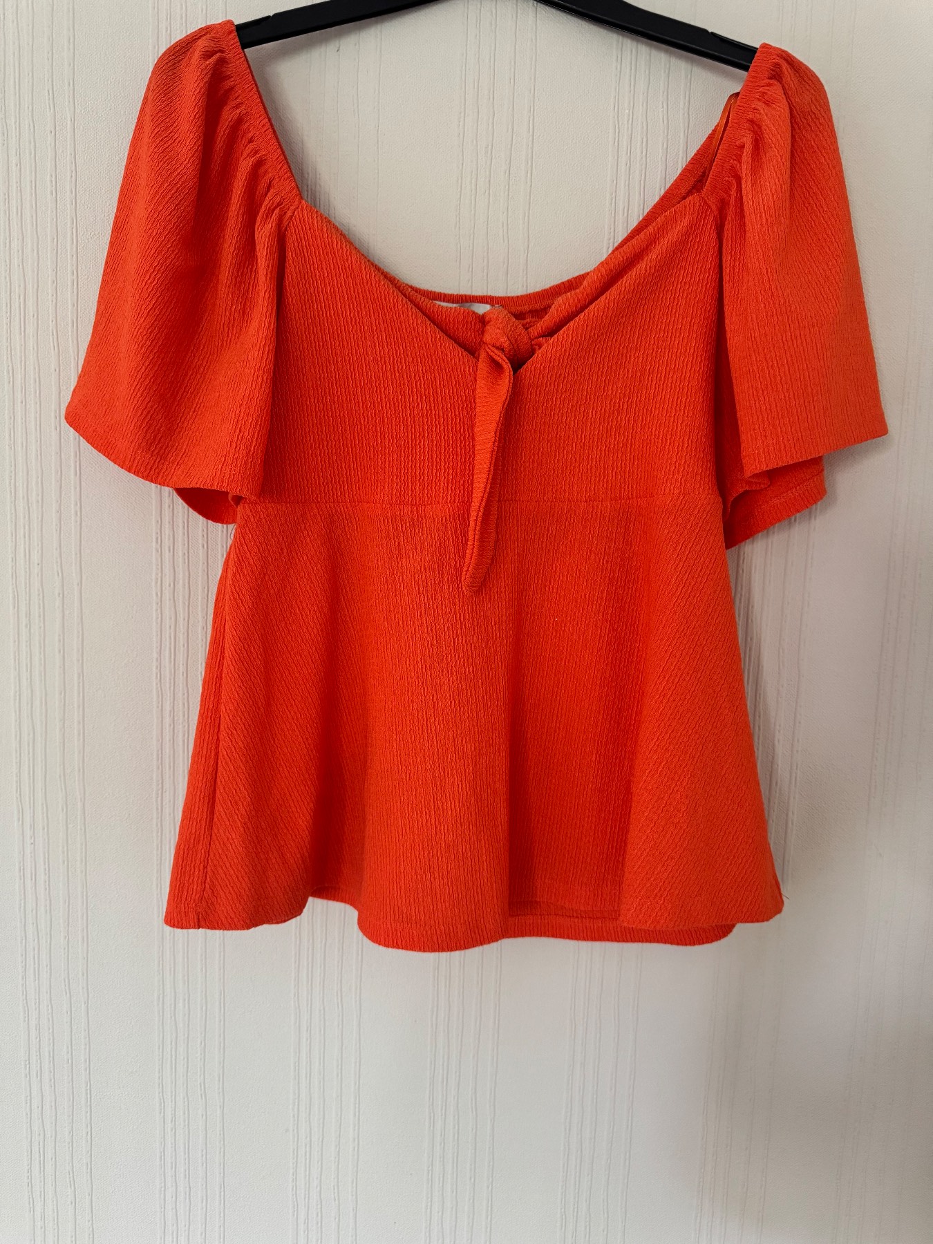 Bright orange Bardot style peplum top size 12 from George
