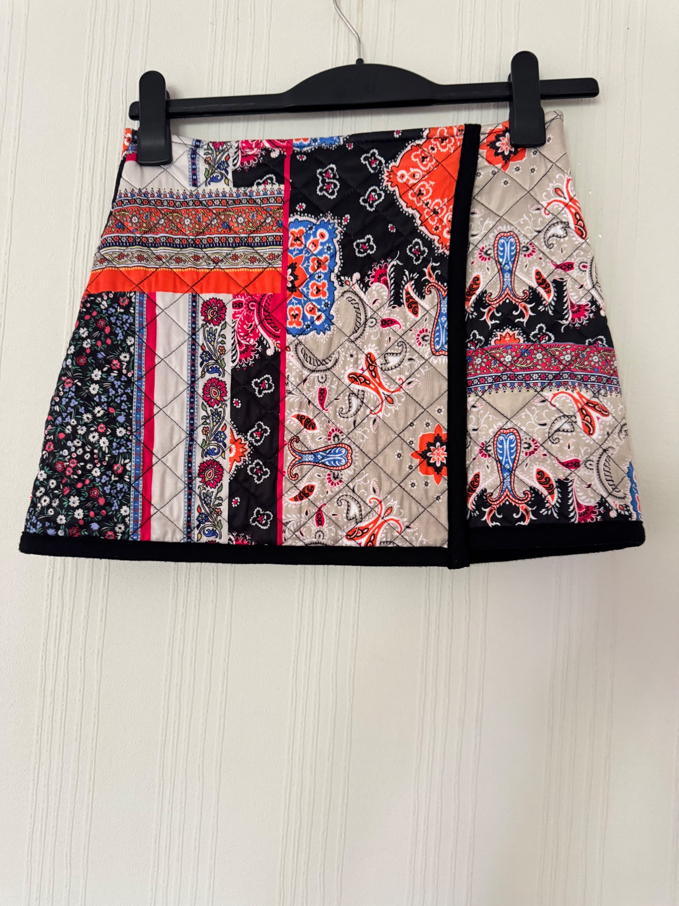 Patchwork style wrap mini skirt size small from Zara