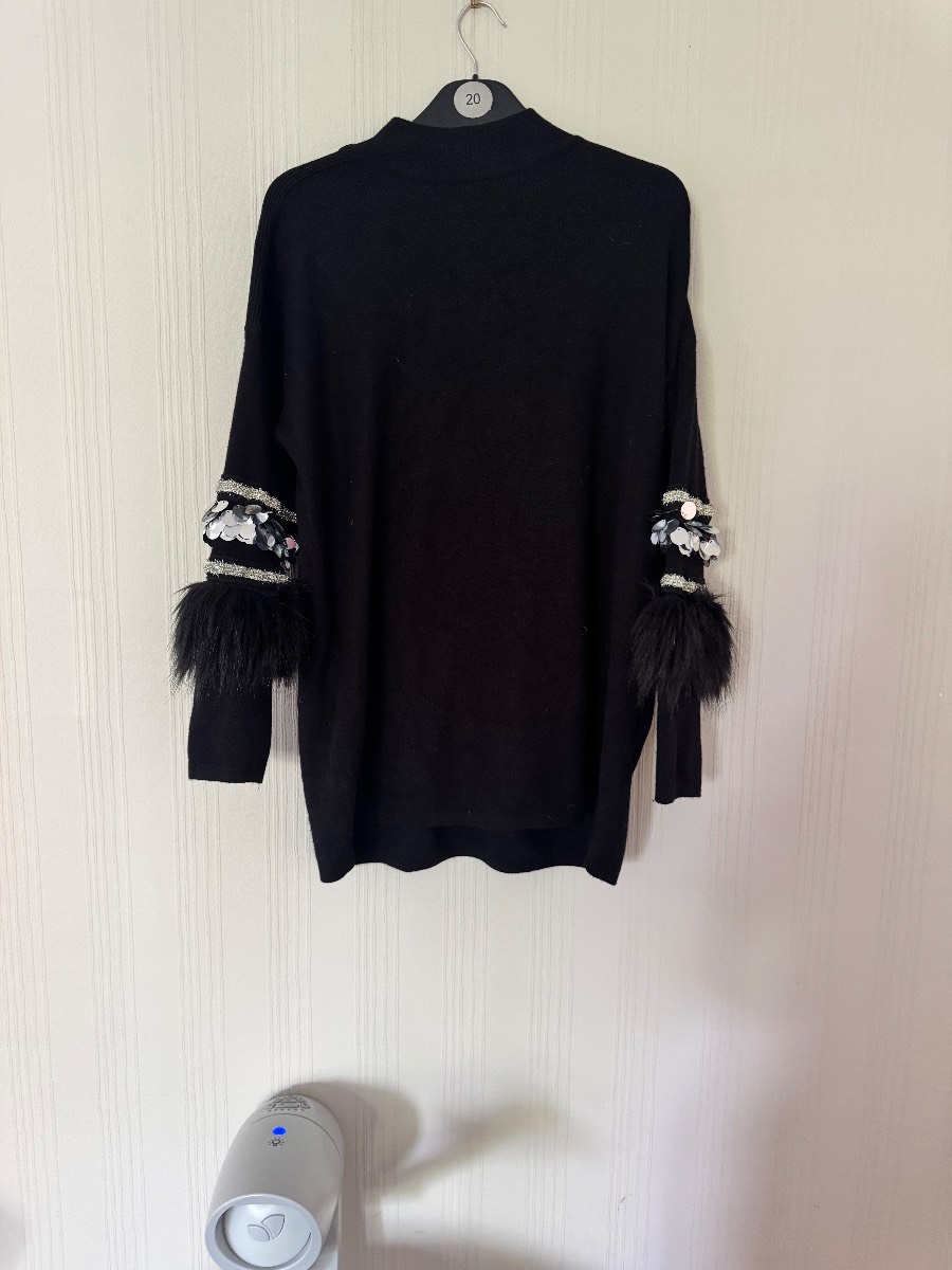 SHK Paris Black Embellished long Jumper size 10