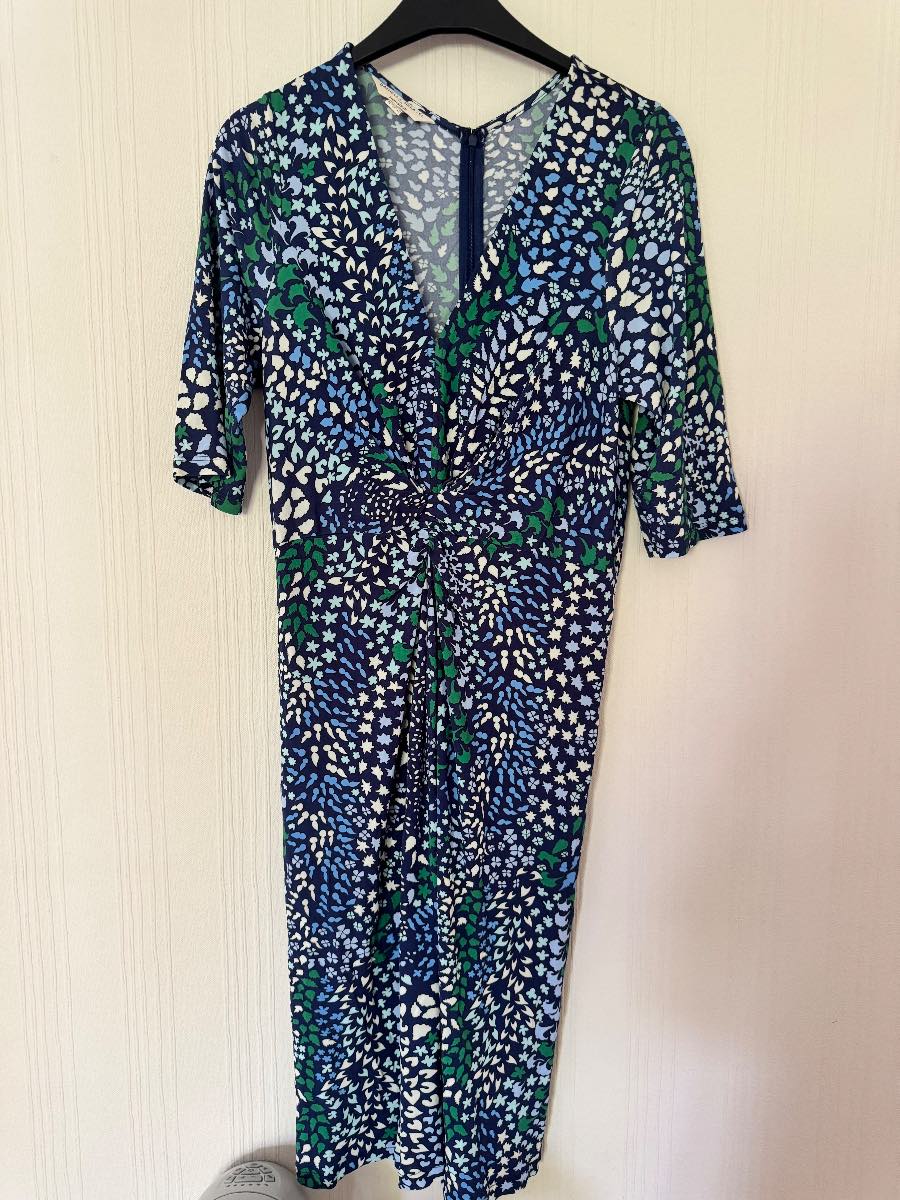Blue Floral Twist Front Midi Dress size 14 from Monsoon
