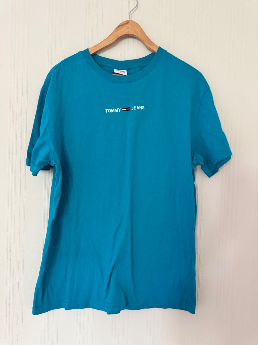 Tommy Jeans 100% cotton Turquoise Embroidered Logo T-Shirt size large