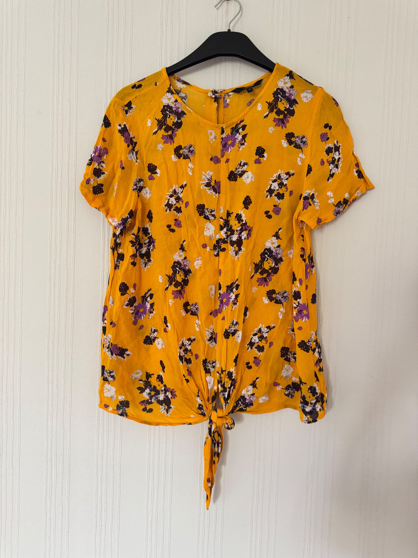 Yellow floral short sleeve lightweight top size 12 from Next