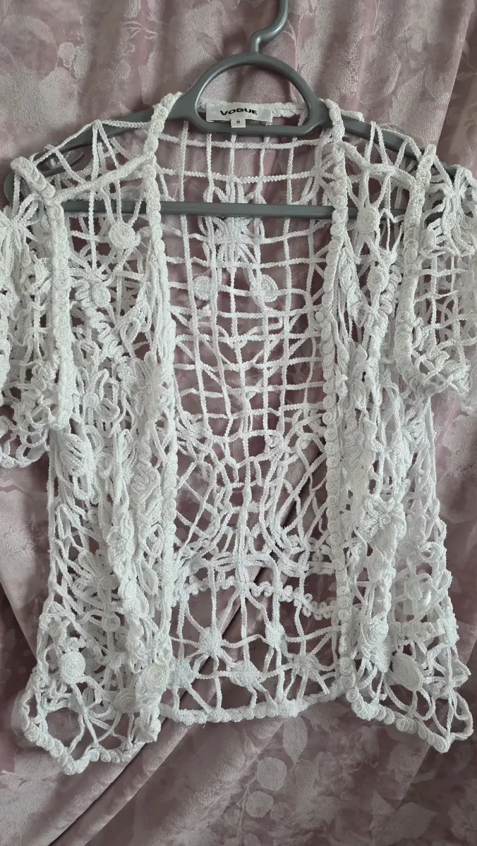 Vogue size medium crocheted cardigan white