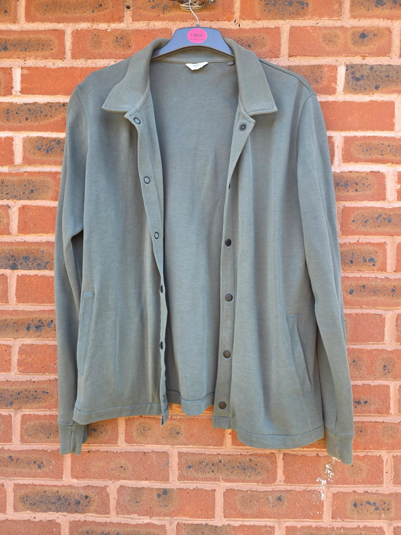 Next Mens Overshirt Jacket / Shacket | Sage Green Shirt Jacket | Button Front Utility Style | Large