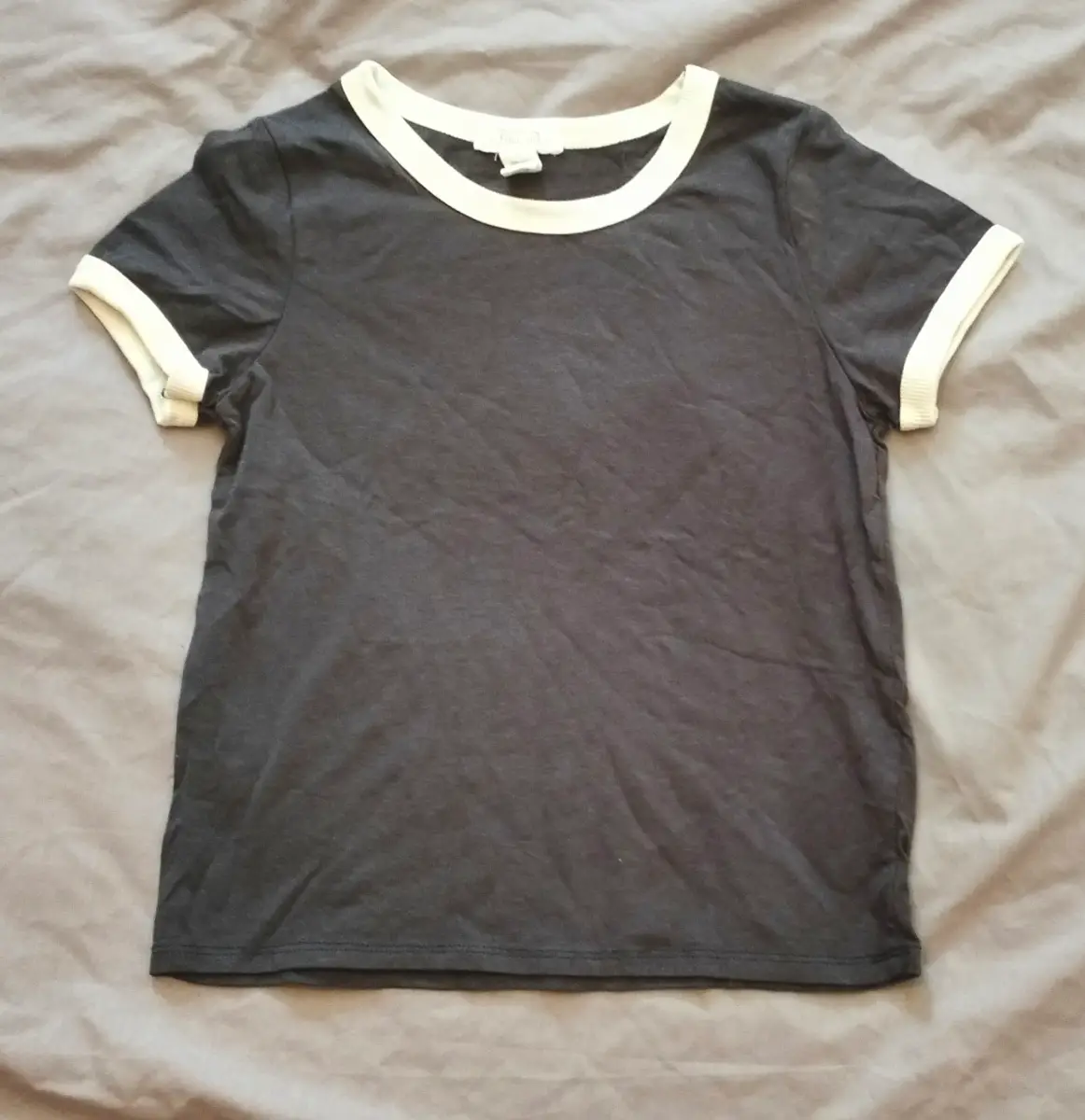 Full Tilt / Heart & Hips Women's/Juniors Baby Tee Top – Charcoal & White VGC (Sizing check descripti