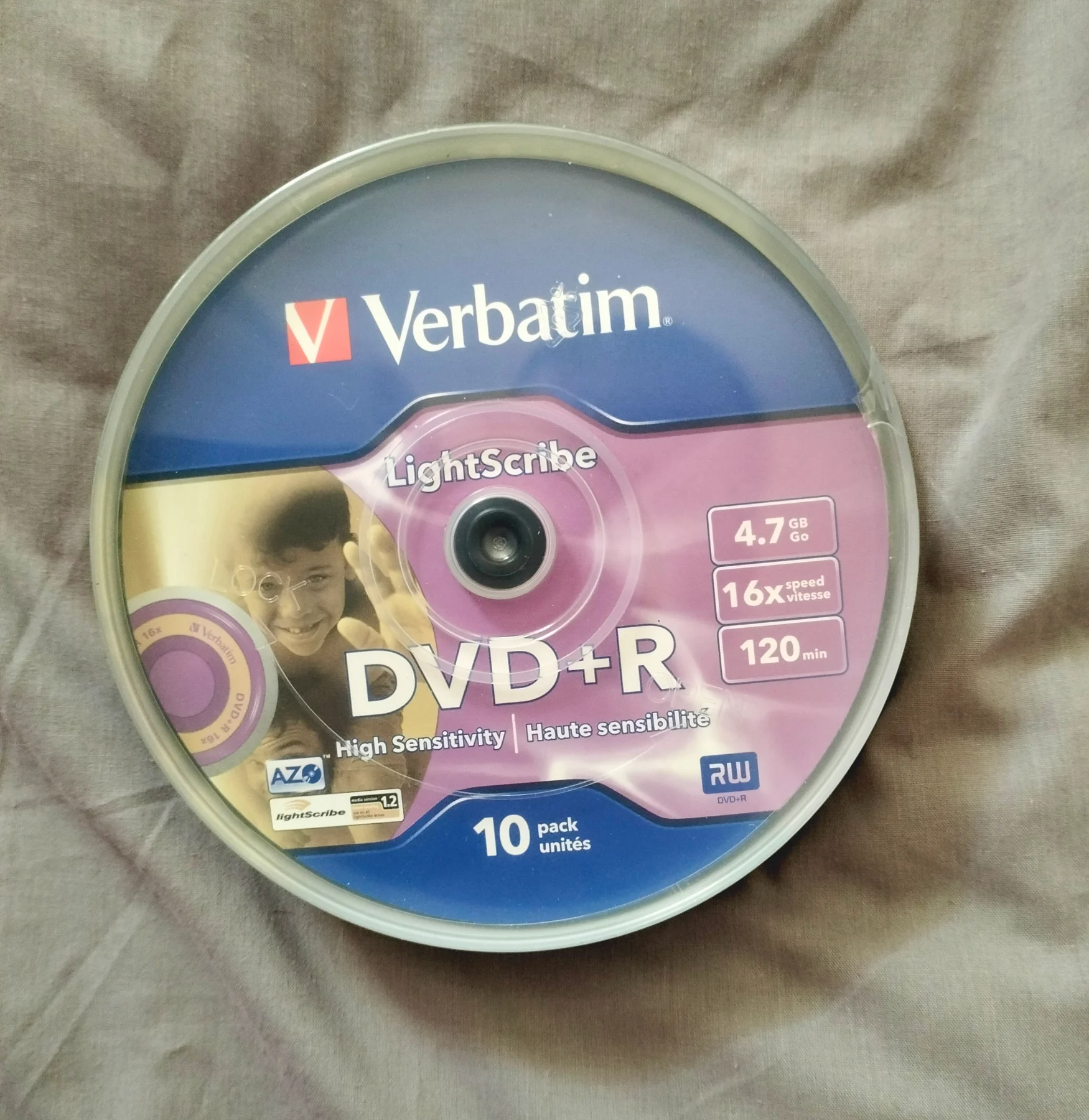 Verbatim Lightscribe High Sensitivity 4.7GB DVD+R 16x pack of 10 120min New Sealed