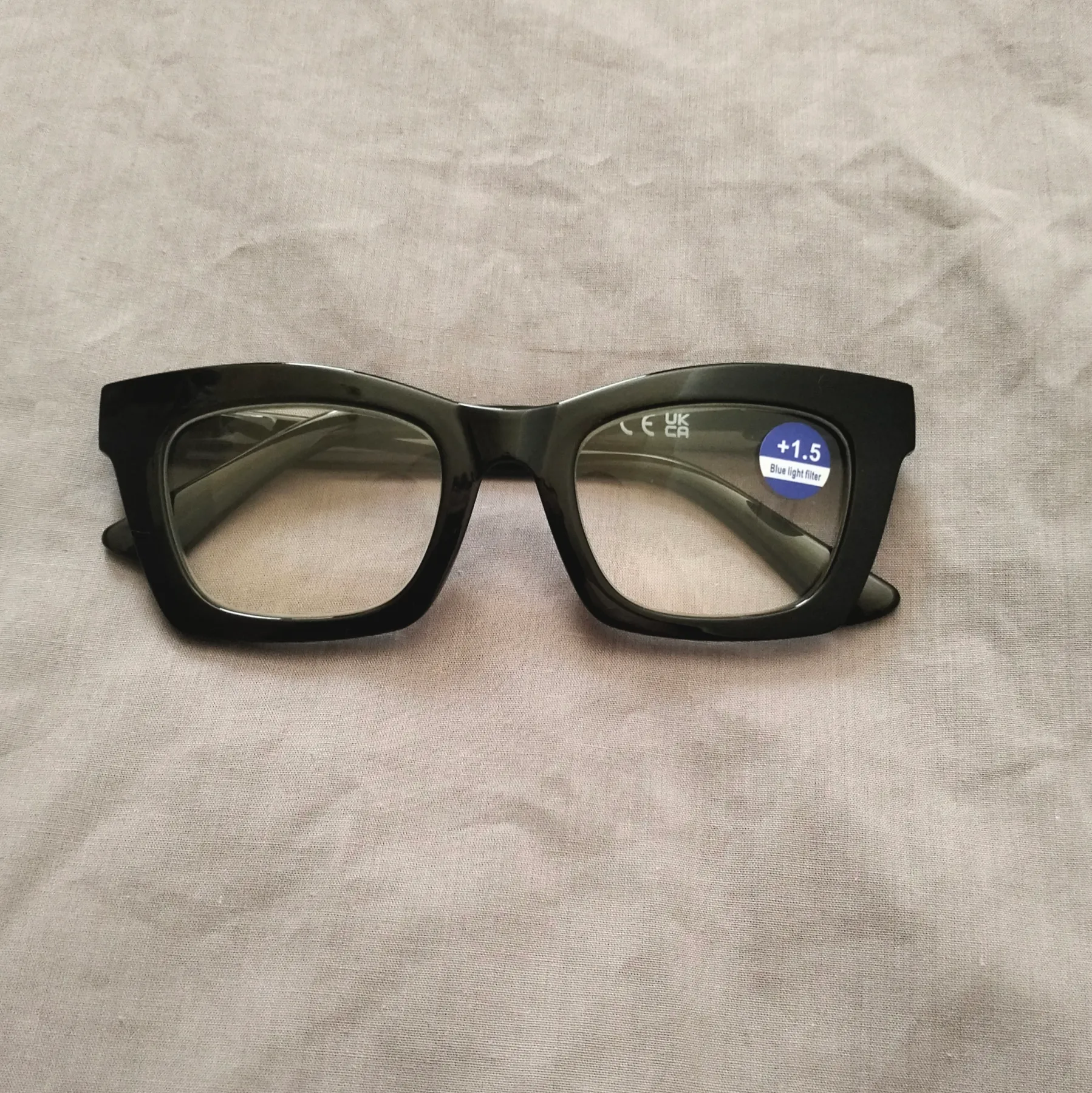 Black Modern Oversized Square Reading Glasses Women Lightweight Blue Light Blocking UV400 Spring Hin