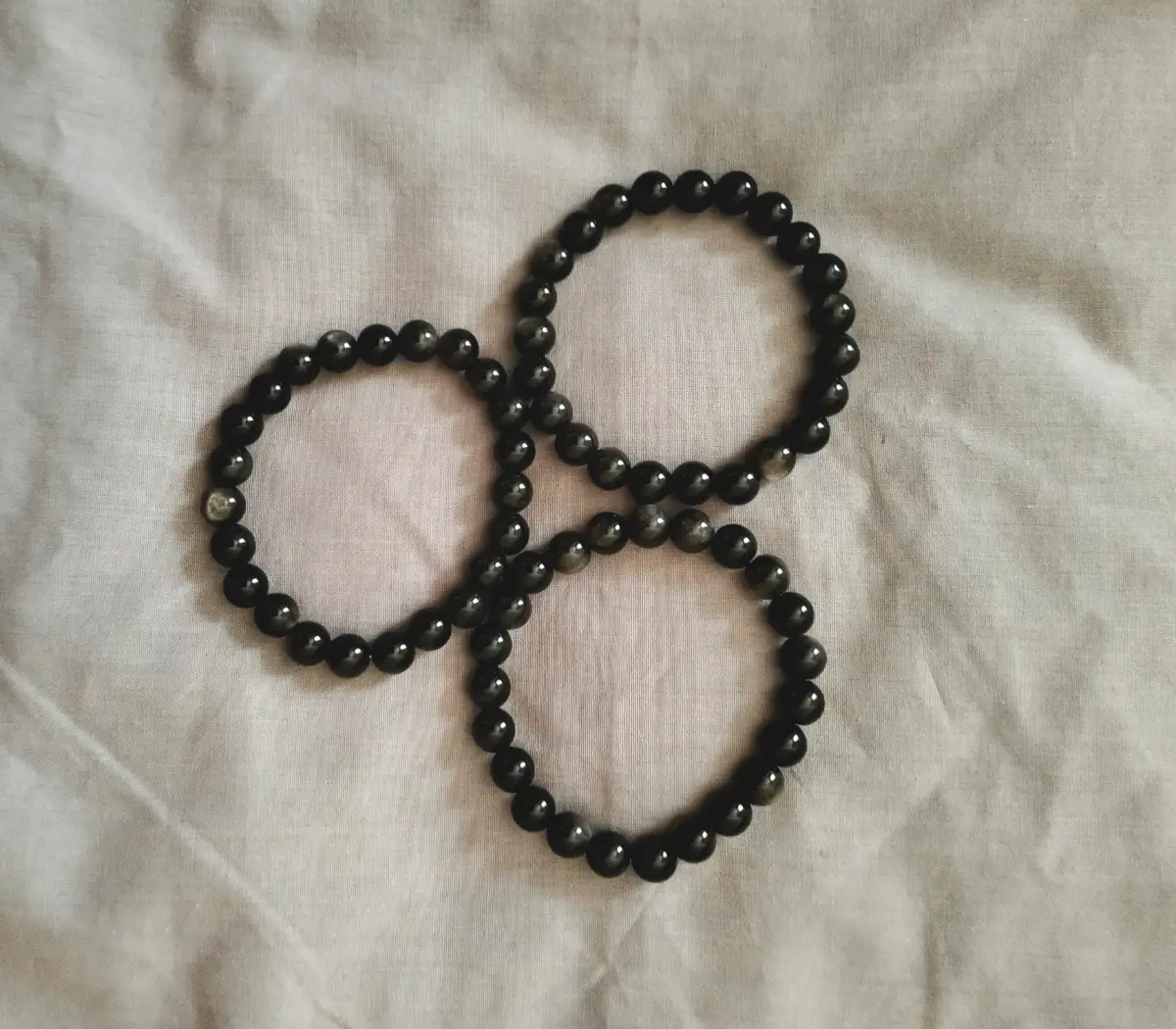3X New Chinese Style Elastic Line Natural Stone Beads Bracelet Grey Black Brown Colour Unisex Univer