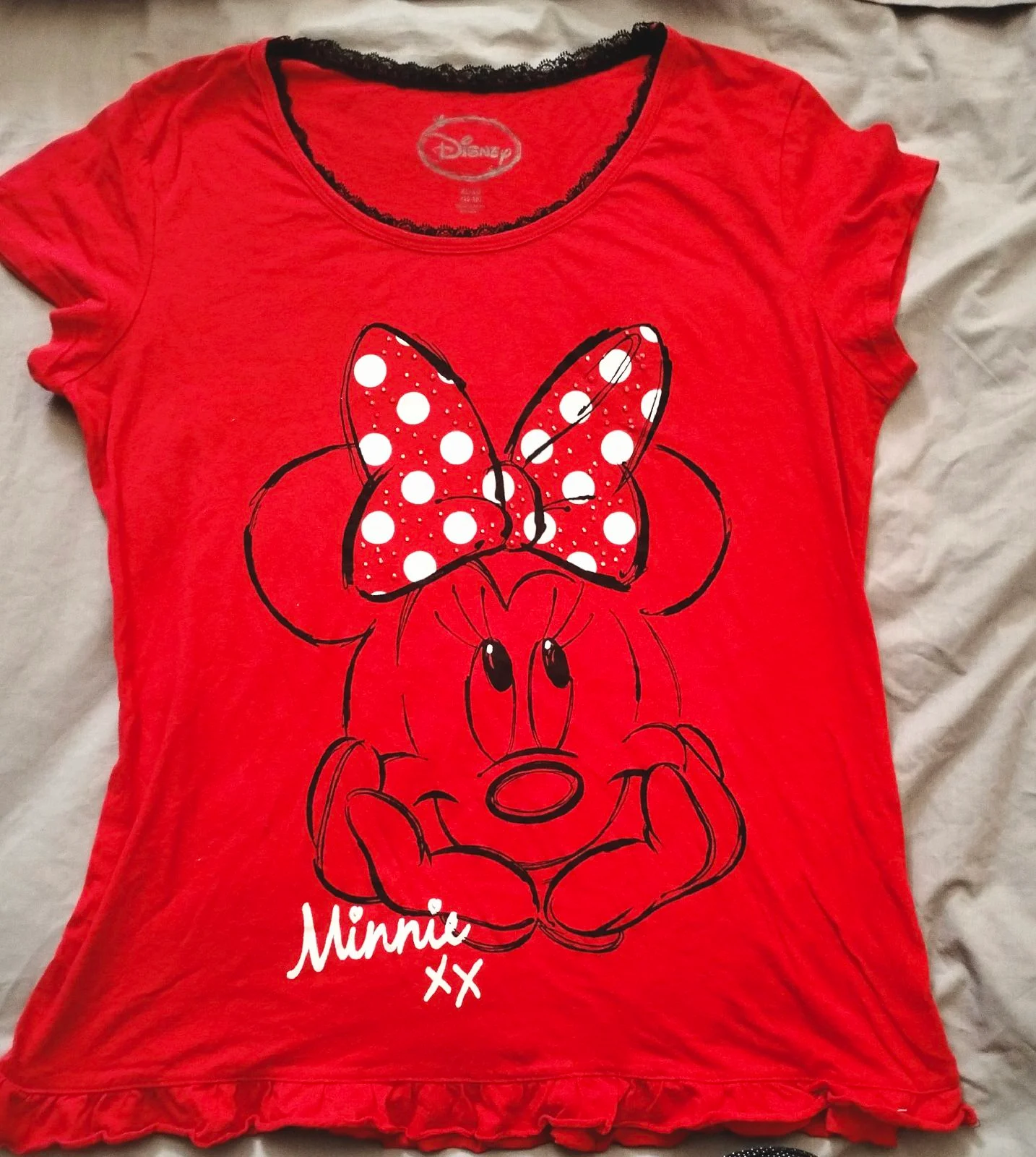 Disney Minnie Mouse Red Sleepwear Nightie/Nightdress With Rhinestone Bow XL