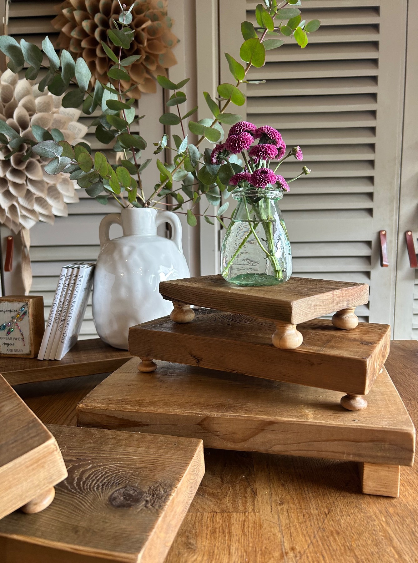 Small rustic wooden shelf lifter