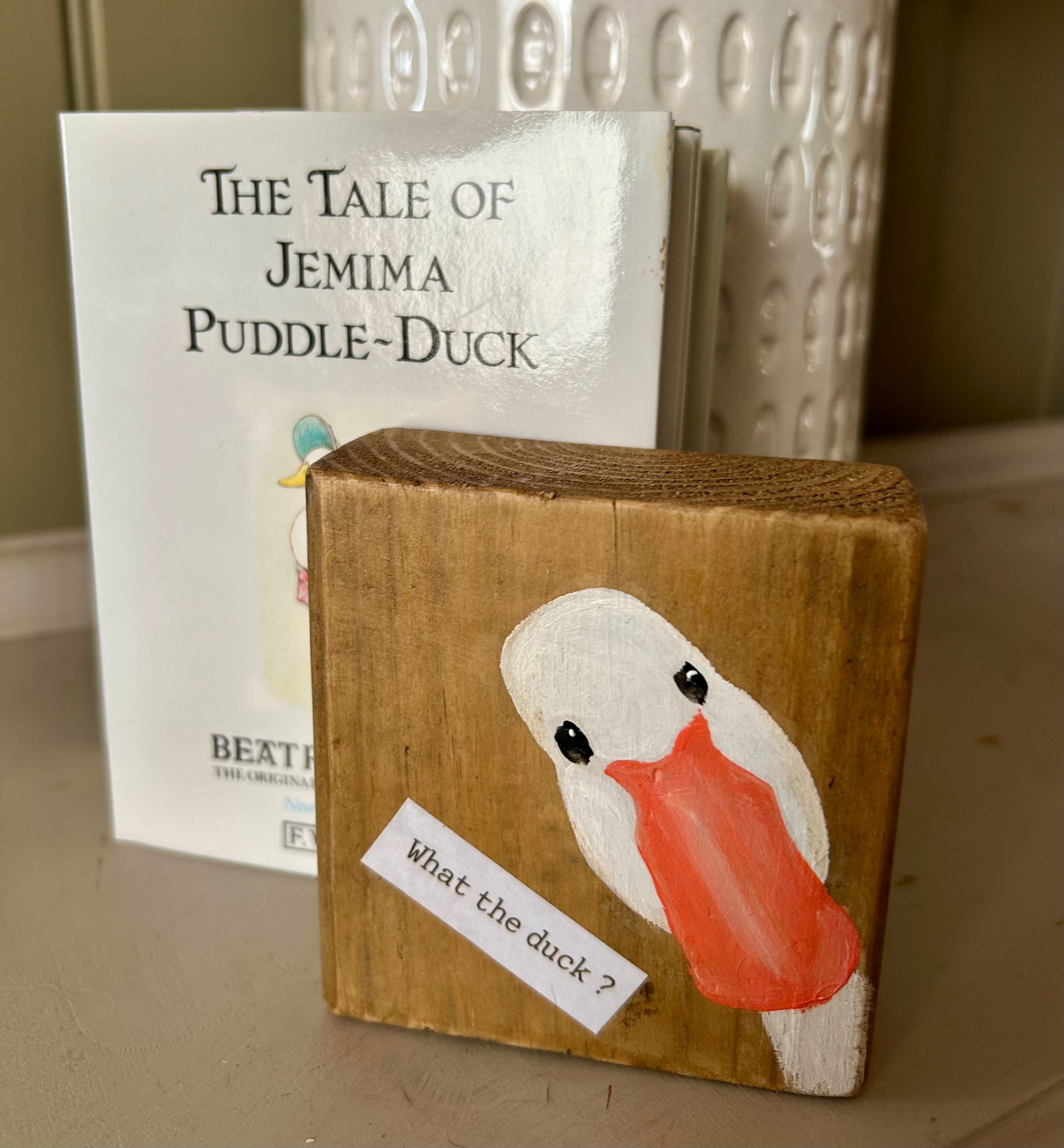 Rustic wooden duck / goose shelf sitter