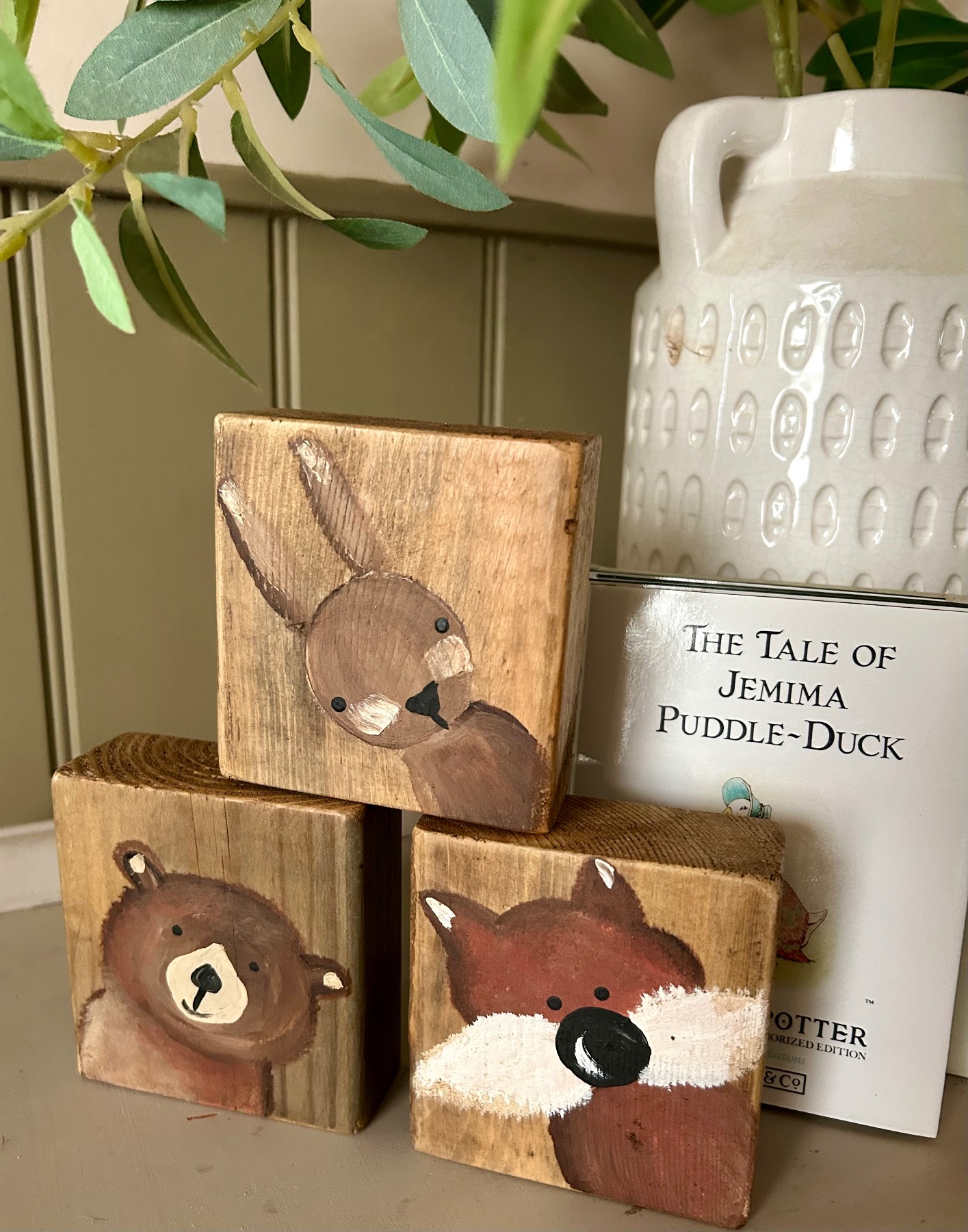 Rustic woodland nursery shelf sitter x3