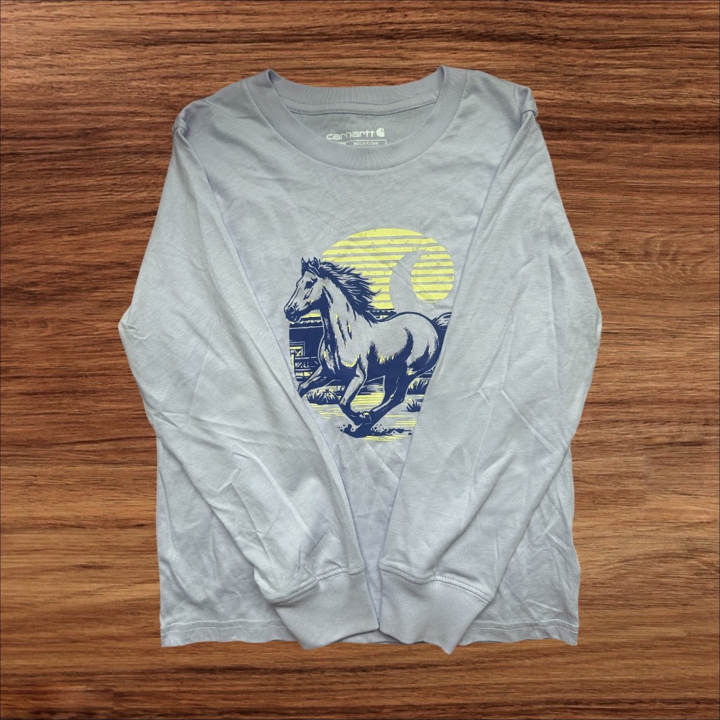 Girls Carhartt Wild Ride Horse Long Sleeved T Shirt Age 7 Years