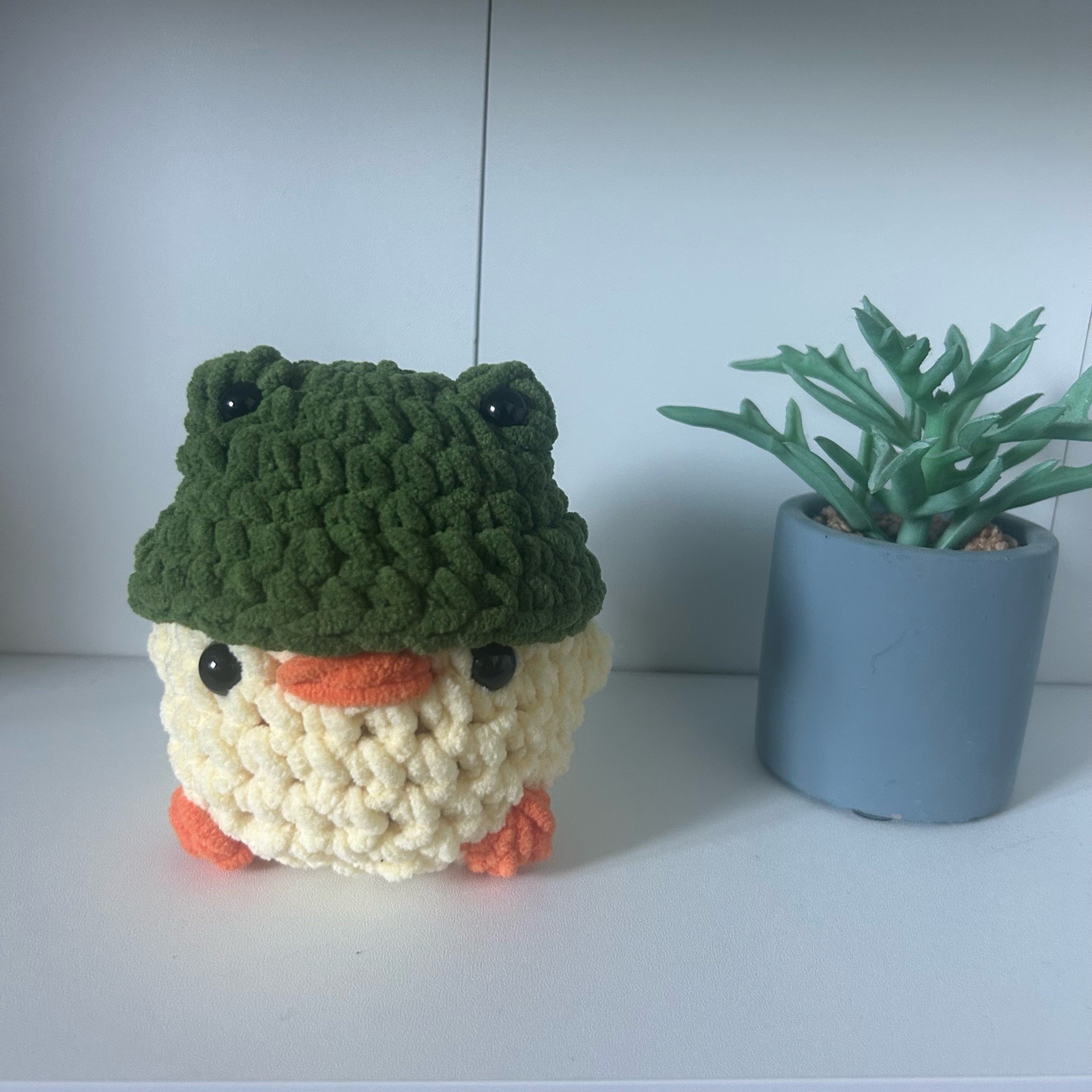 Cute Chick with Green Frog Hat