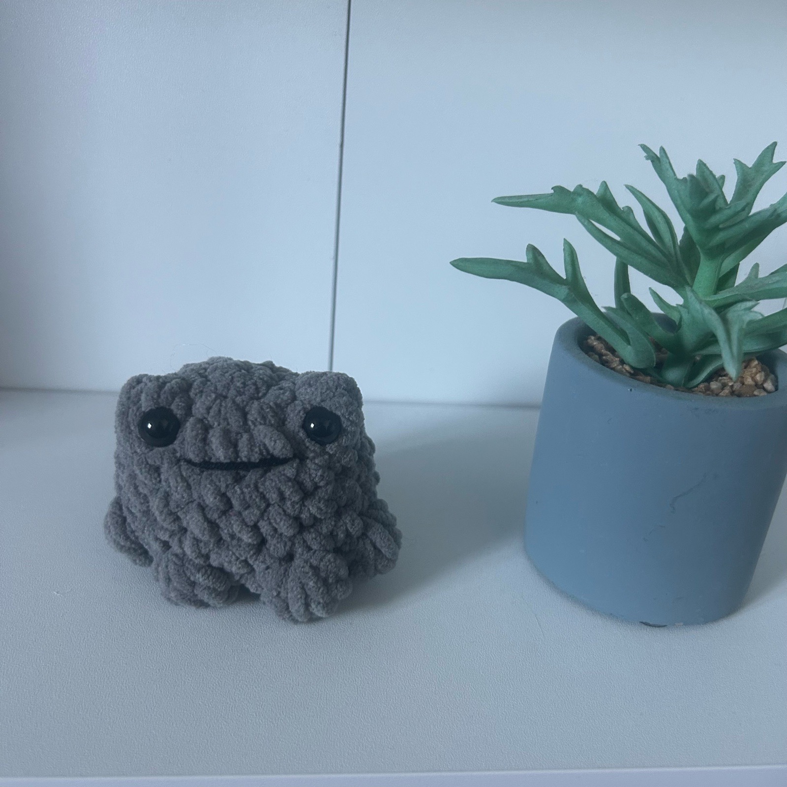 Dark Grey Crochet Frog
