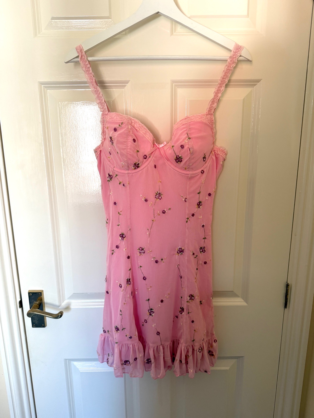Sugar Thrillz Pink Floral Embroidered Fairy Mini Dress – Large / UK 10–12