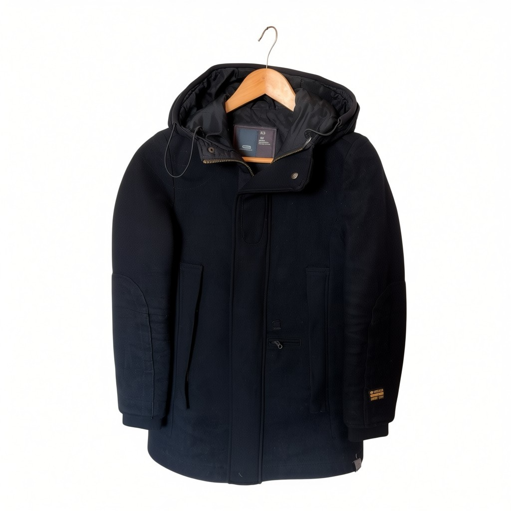 G-Star RAW Wool Blend Hooded Parka Jacket Coat, Black, Women’s Size XS (UK 6-8)