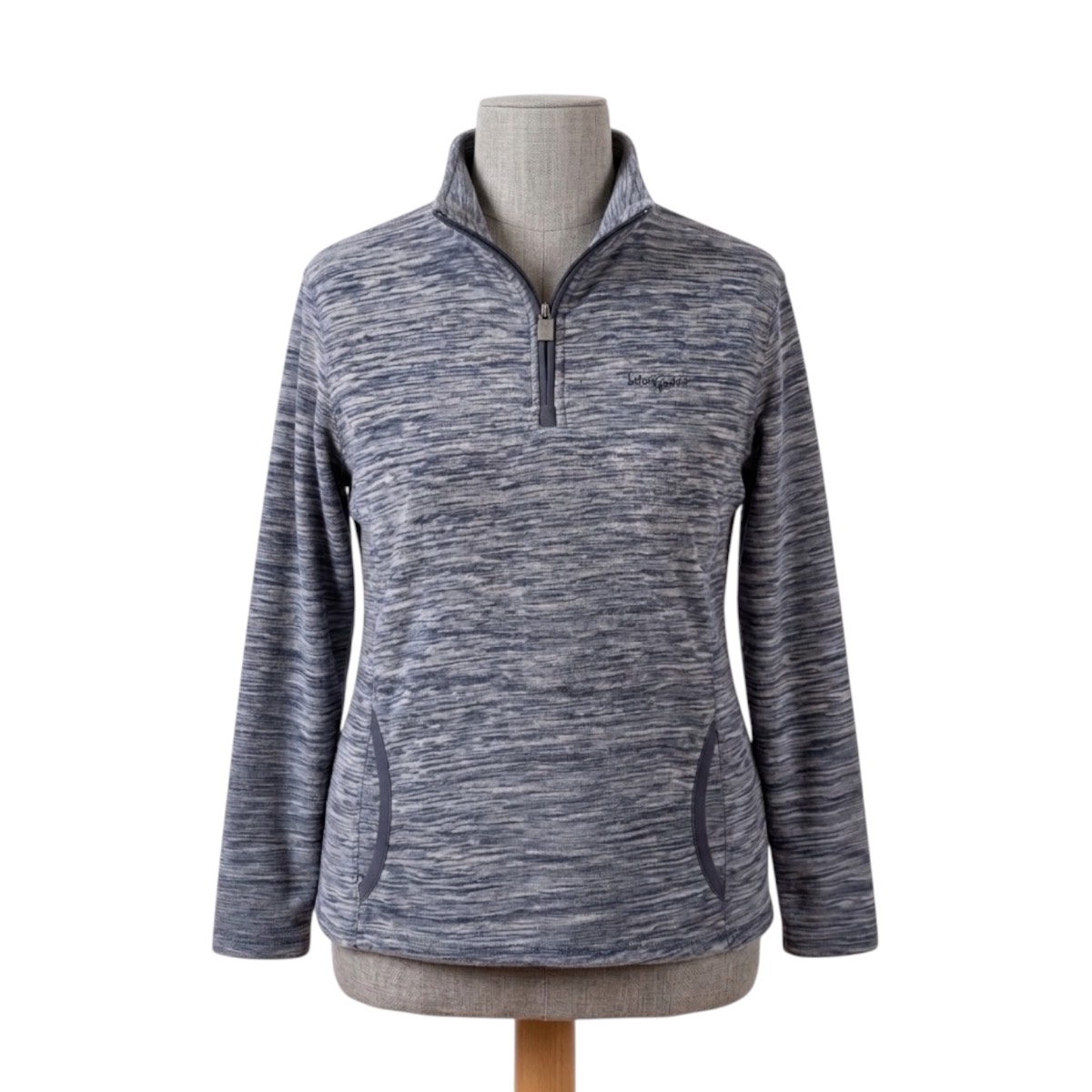 Weird Fish Blue Marled 1/4 Zip Grid Fleece Jumper - Women’s Size 16