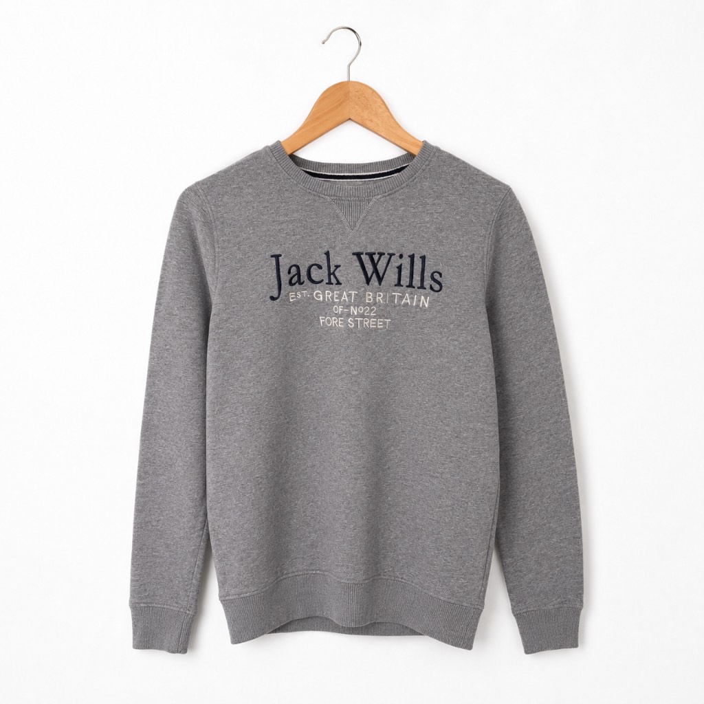Jack Wills Men's Grey Graphic Crewneck Sweatshirt - Size Small