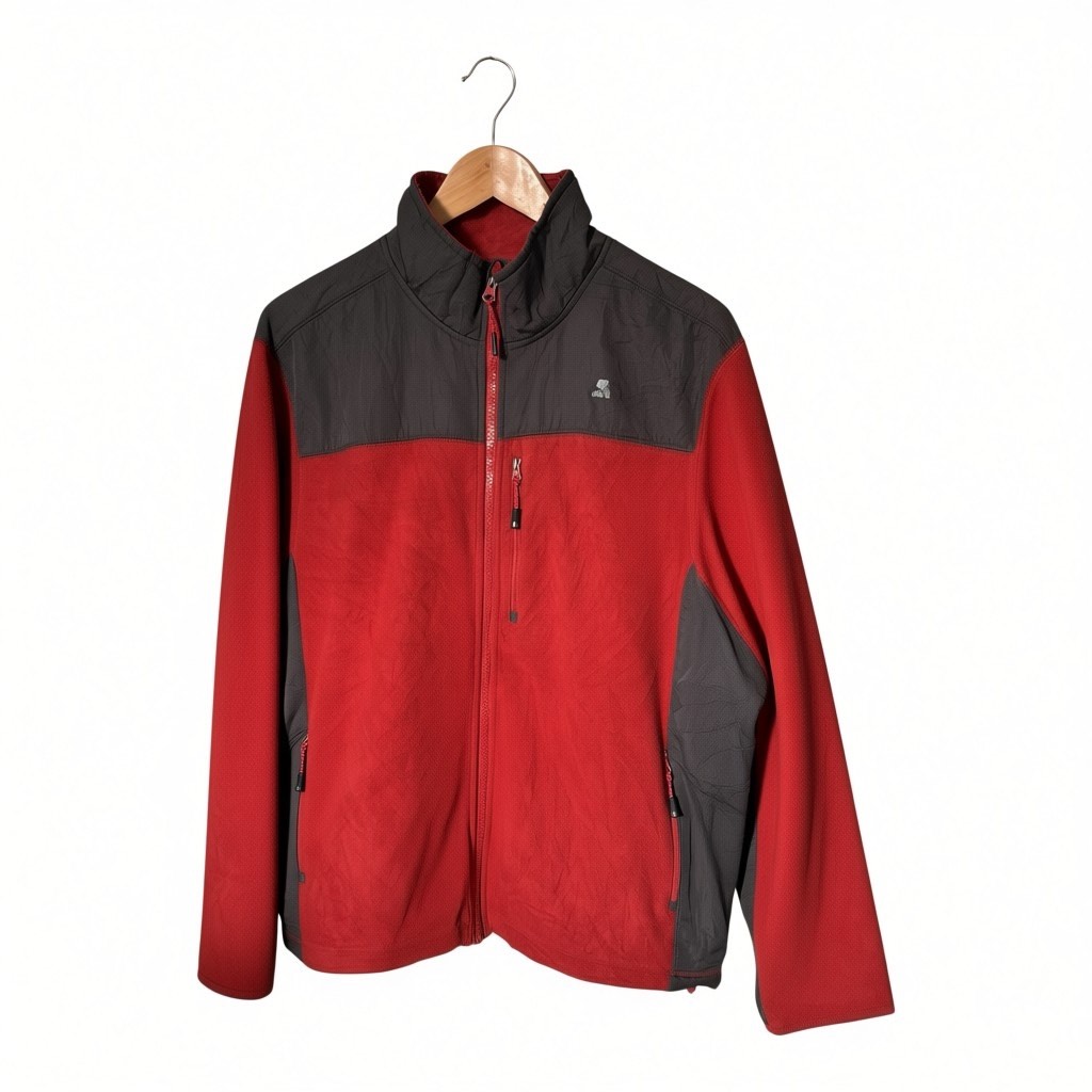 Vintage Y2K Starter Red & Grey Zip-Up Fleece Jacket - Men's Large