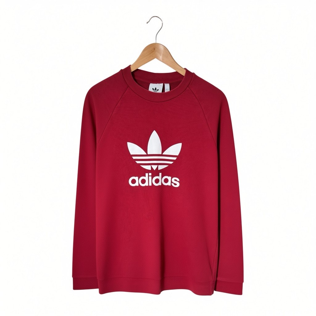 Adidas Originals Trefoil Men's Burgundy Red Crewneck Sweatshirt - Size Small