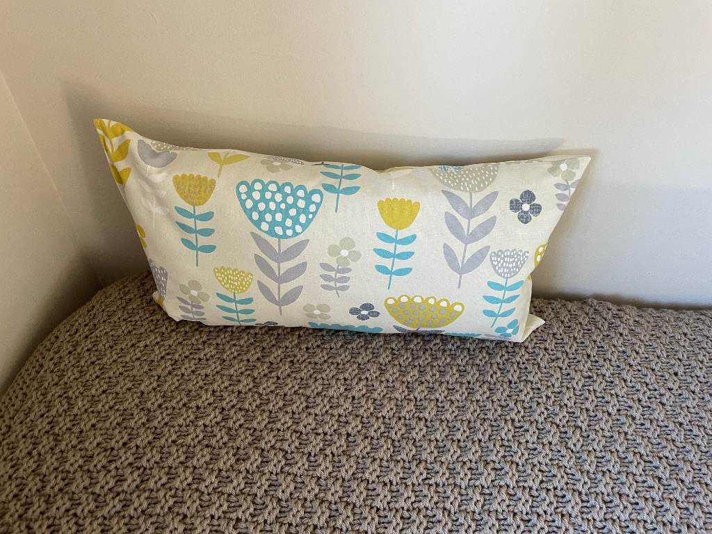 Teal Retro Floral Nordic Scandi Cushion