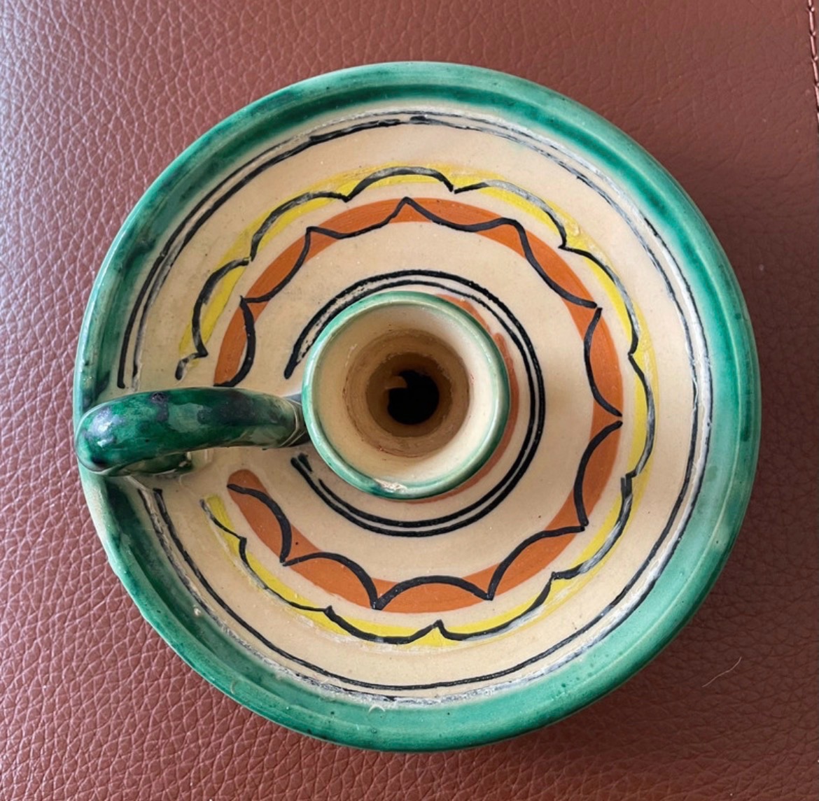 Vintage Spanish Ceramic Candlestick Holder