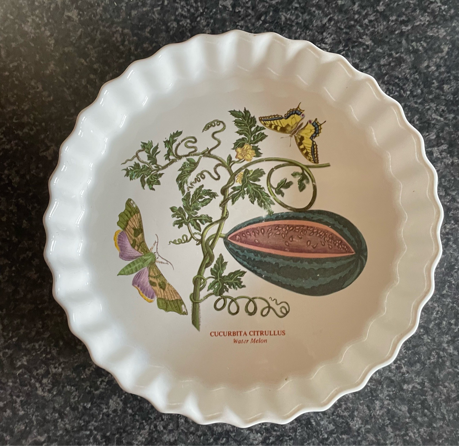 Vintage Portmeirion Botanical Gardens Watermelon Quiche/ Flan Discontinued 1980s