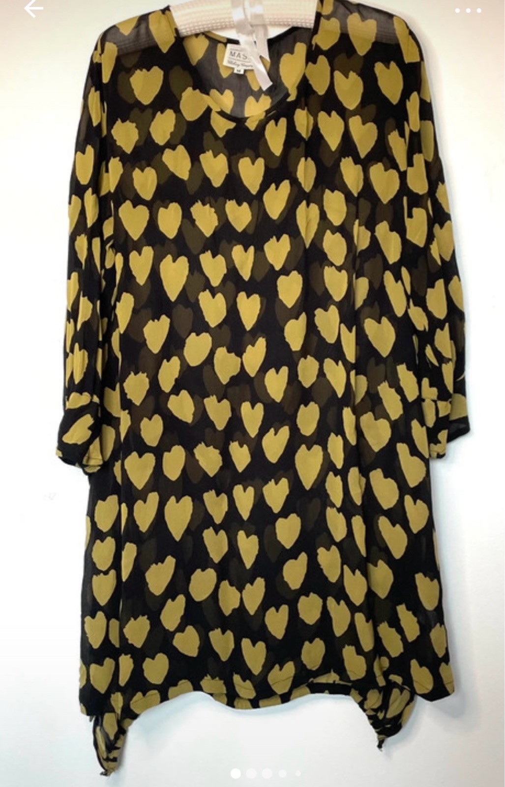 Masai Beautiful Masai heart print Gransa tunic size M Lagenlook,Sheer,Oversized,  Abstract Print, "A-