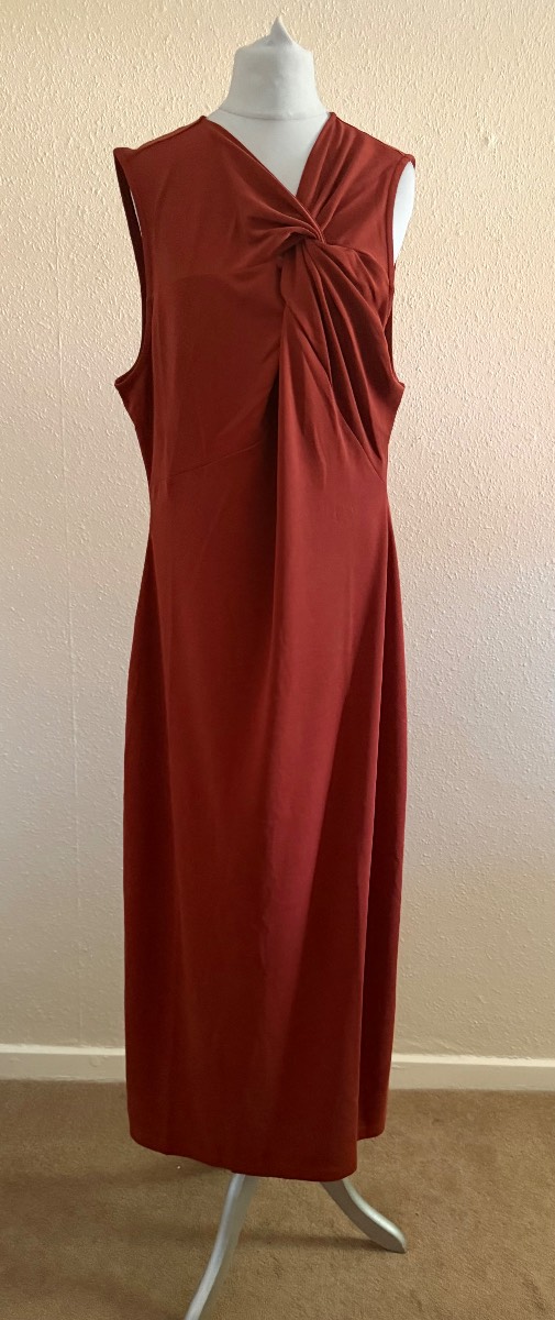 BNWT Whistles rust-colored Saoirse Twist Jersey Dress Size -18